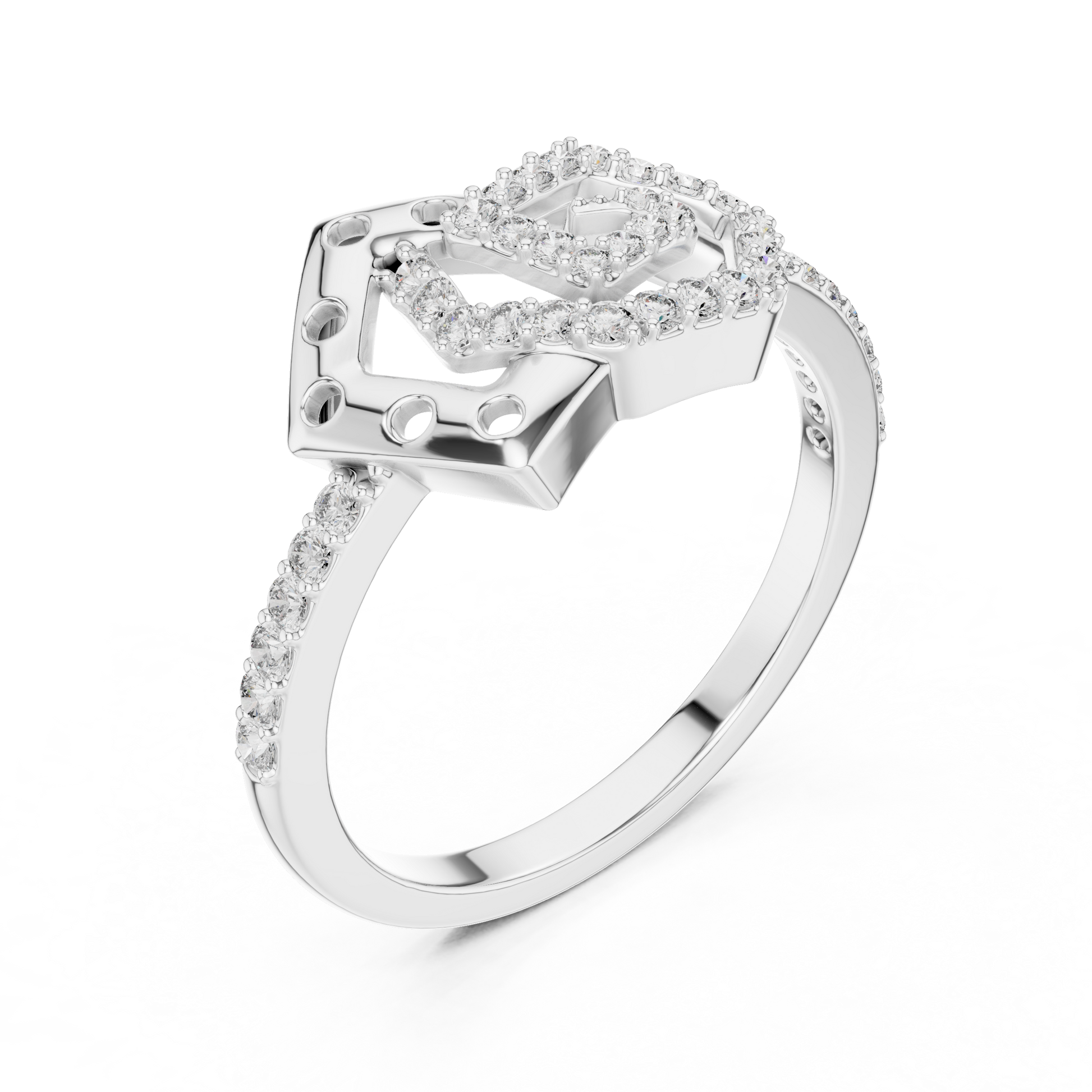 The Interlocking Geometric Duo Statement Moissanite Sterling Silver Ring