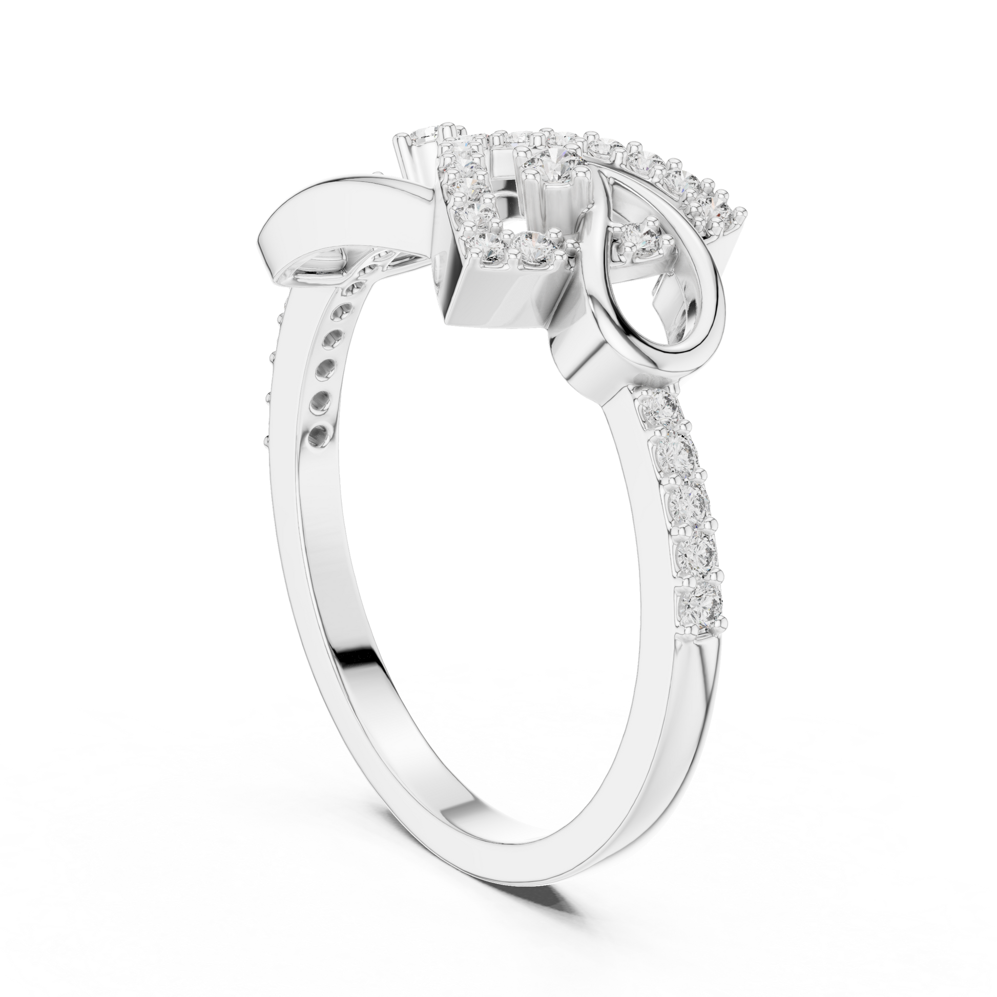 925 Sterling Silver Geometric Moissanite Diamond Bypass Infinity Knot Statement Ring