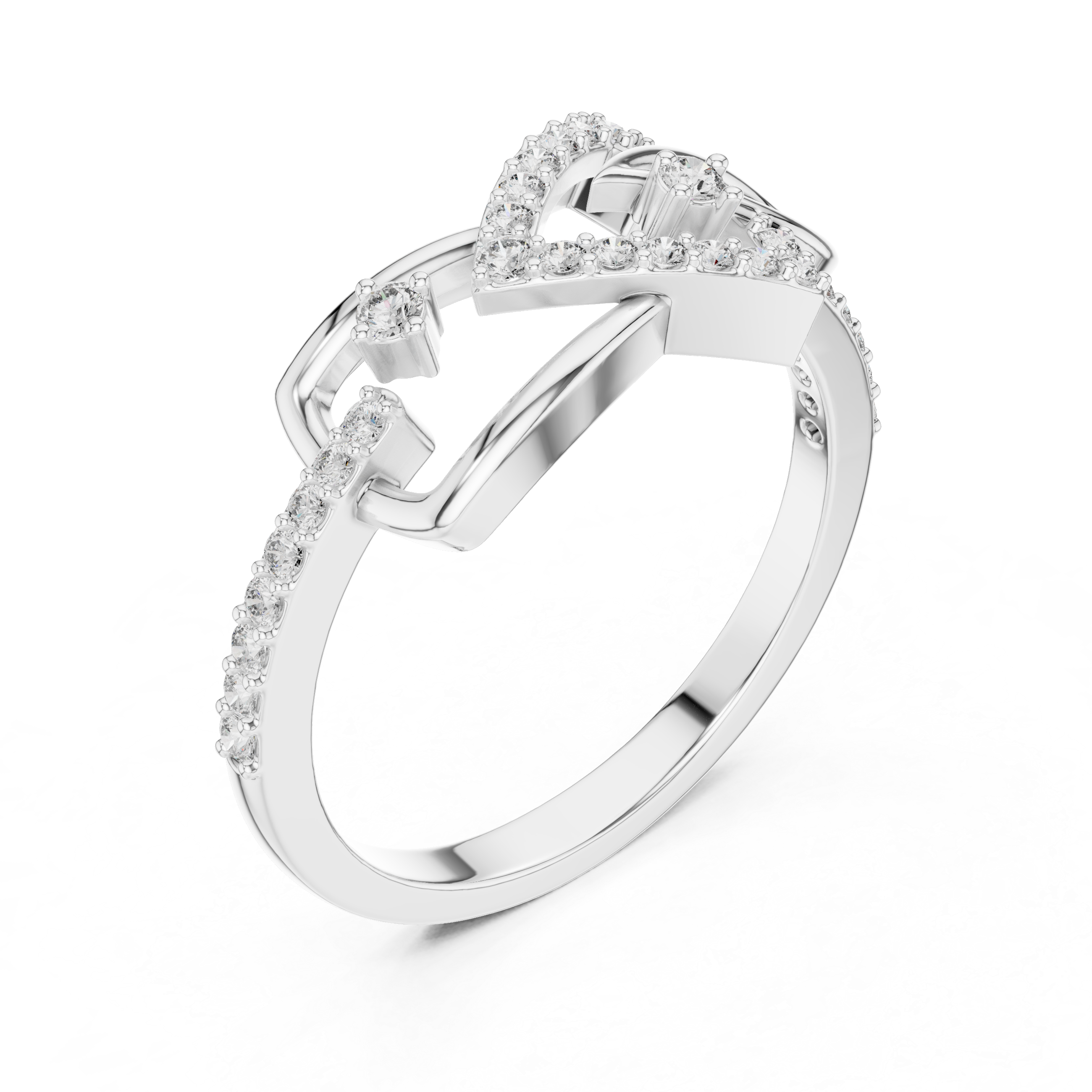 925 Sterling Silver Geometric Moissanite Diamond Bypass Infinity Knot Statement Ring