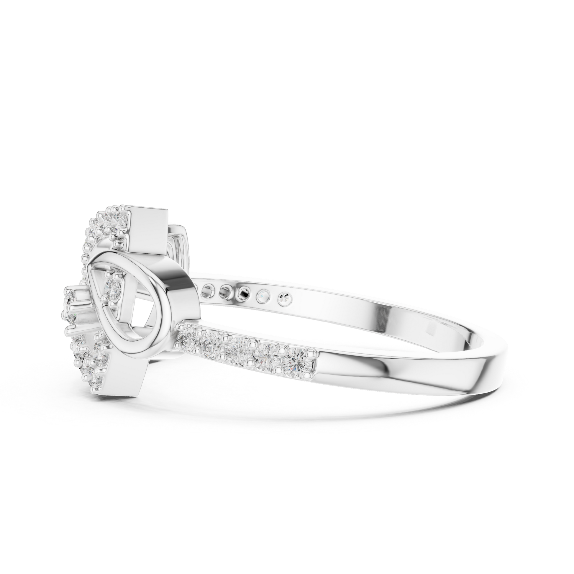 925 Sterling Silver Geometric Moissanite Diamond Bypass Infinity Knot Statement Ring