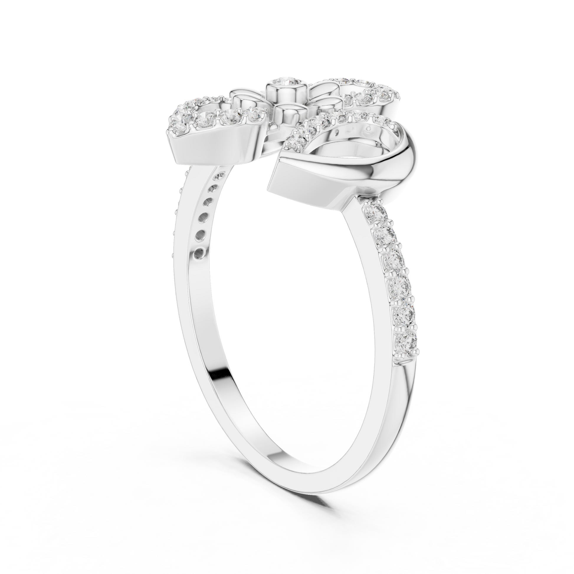 Elegant Fleur-de-Lis Floral Cocktail Statement Ring for Women in Sterling Silver