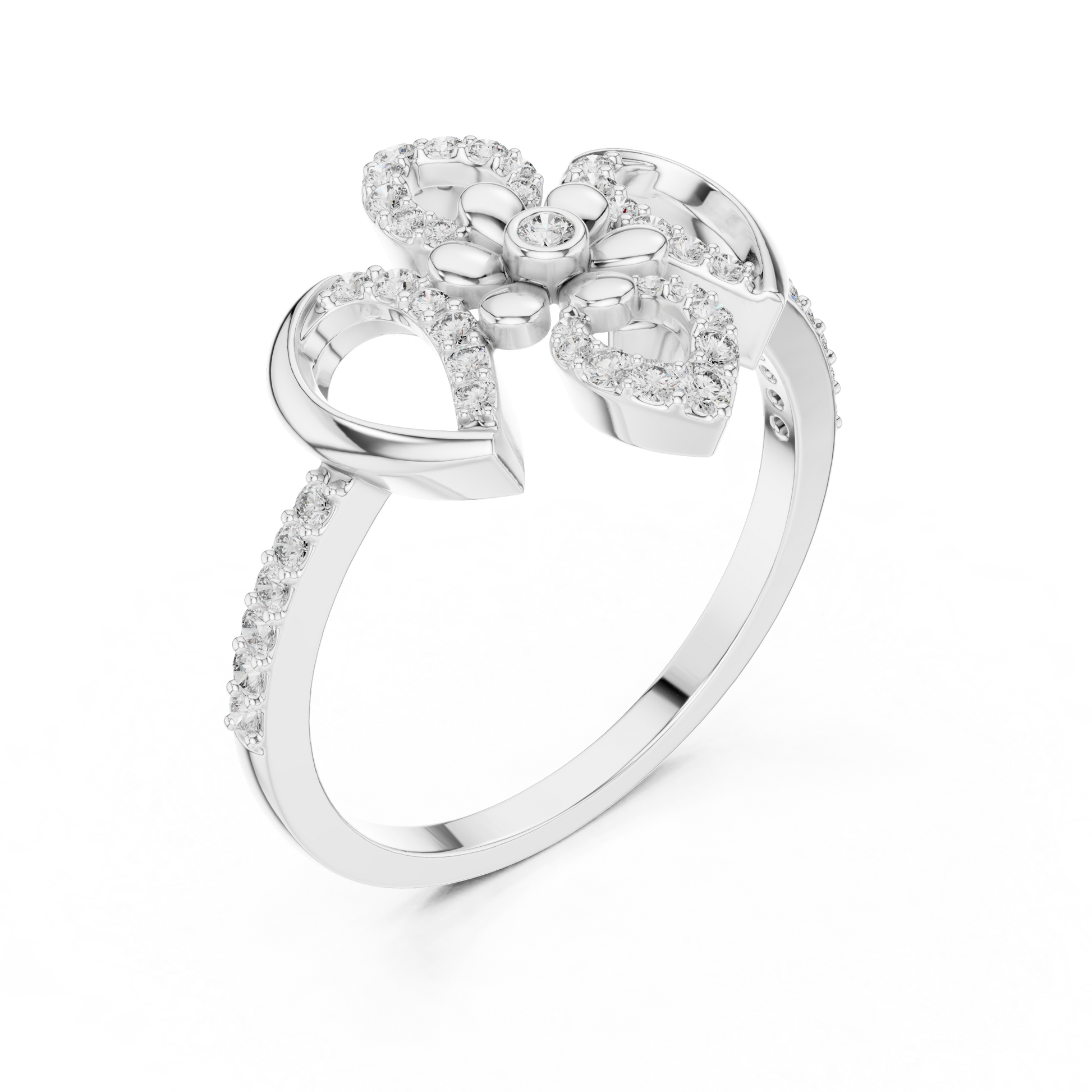 Elegant Fleur-de-Lis Floral Cocktail Statement Ring for Women in Sterling Silver