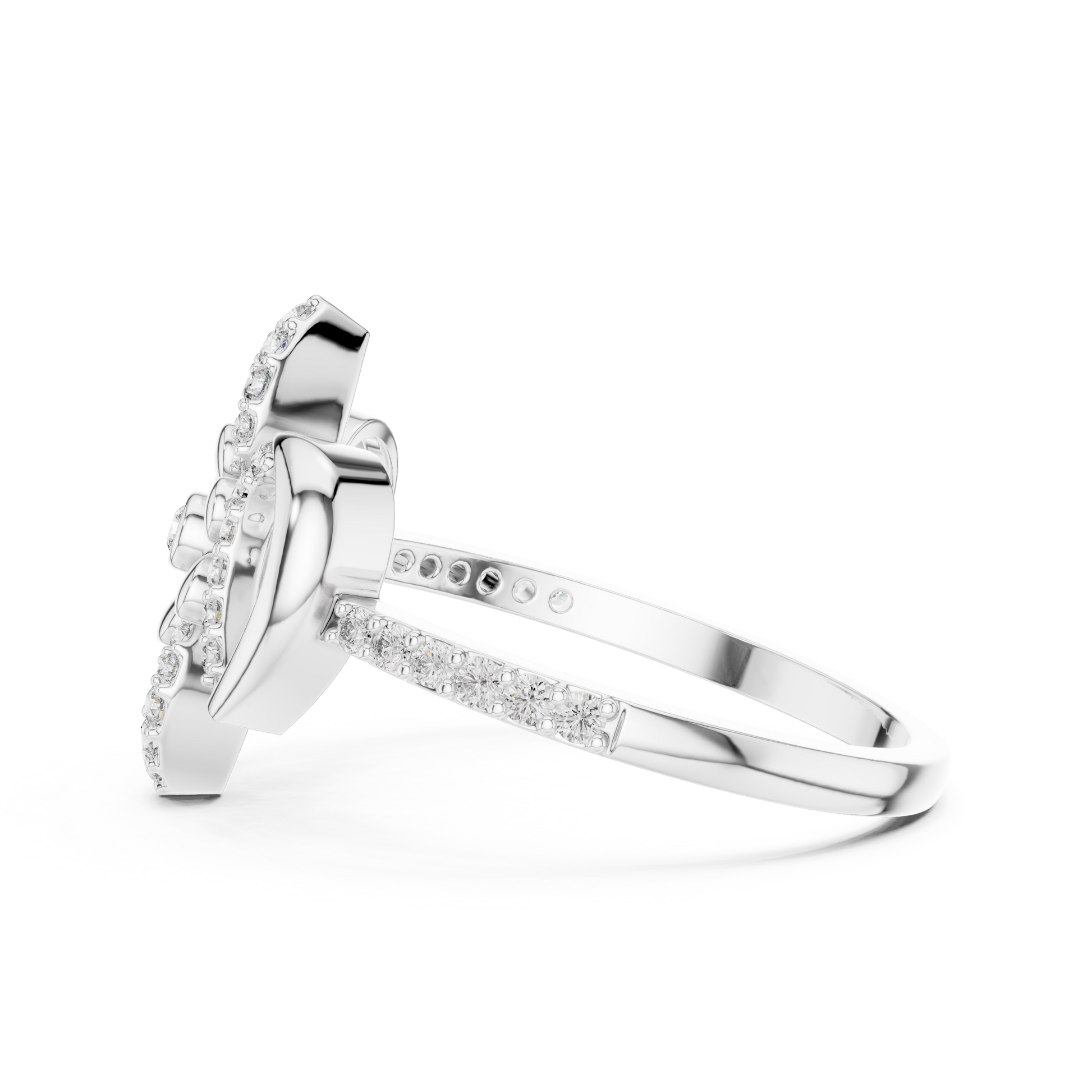 Elegant Fleur-de-Lis Floral Cocktail Statement Ring for Women in Sterling Silver