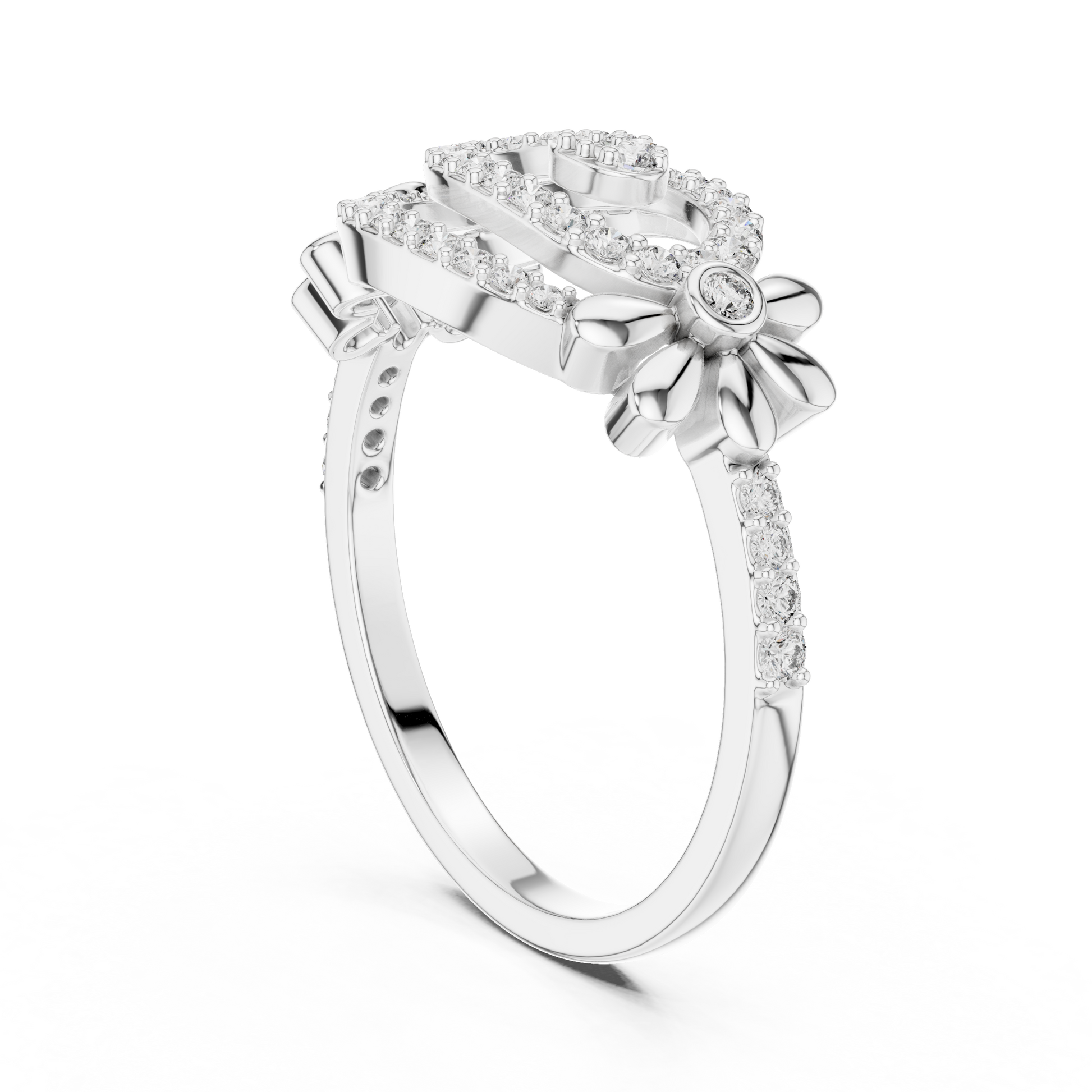 The Floral Spiral Paisley Pavé Moissanite Diamond Cocktail Ring for Women