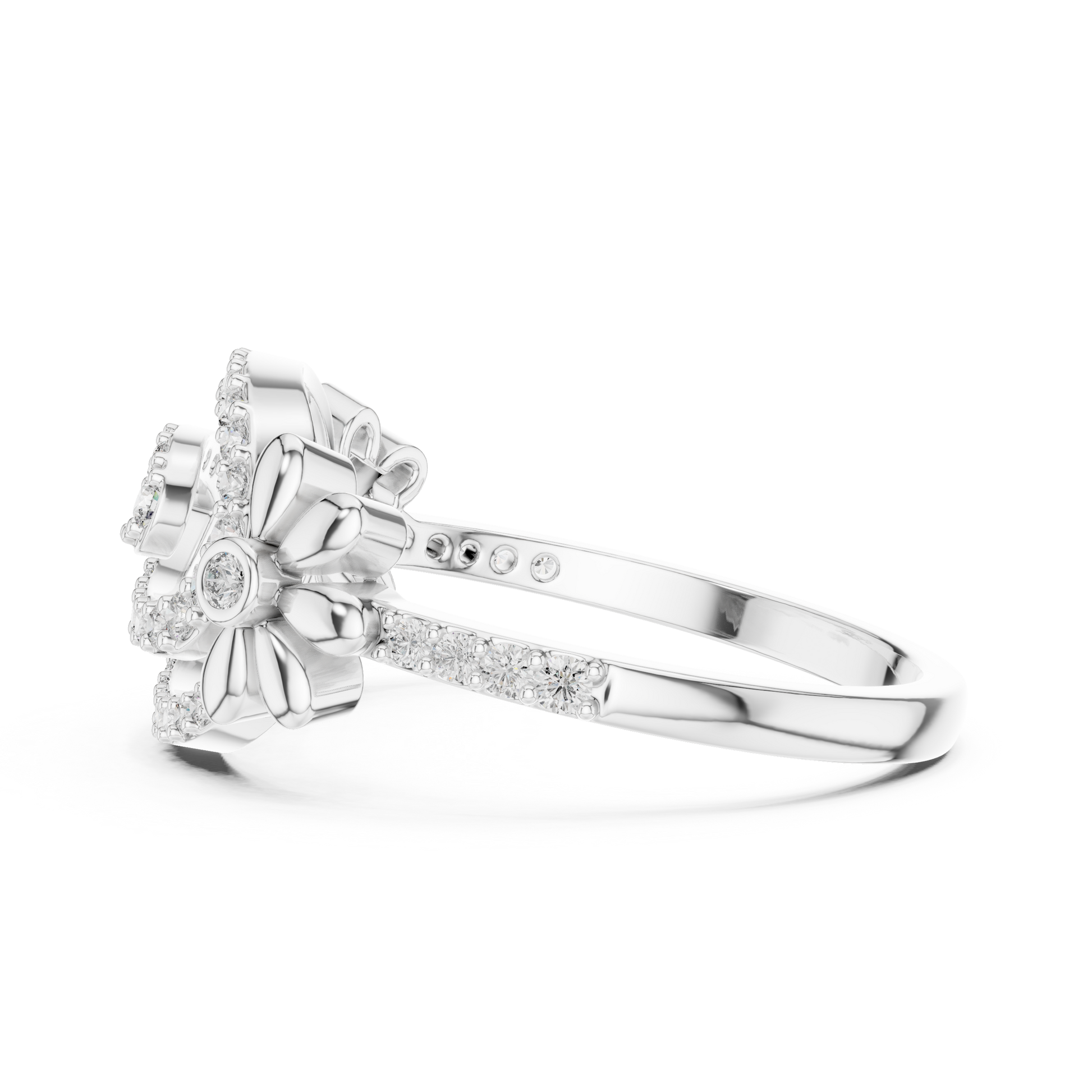 The Floral Spiral Paisley Pavé Moissanite Diamond Cocktail Ring for Women