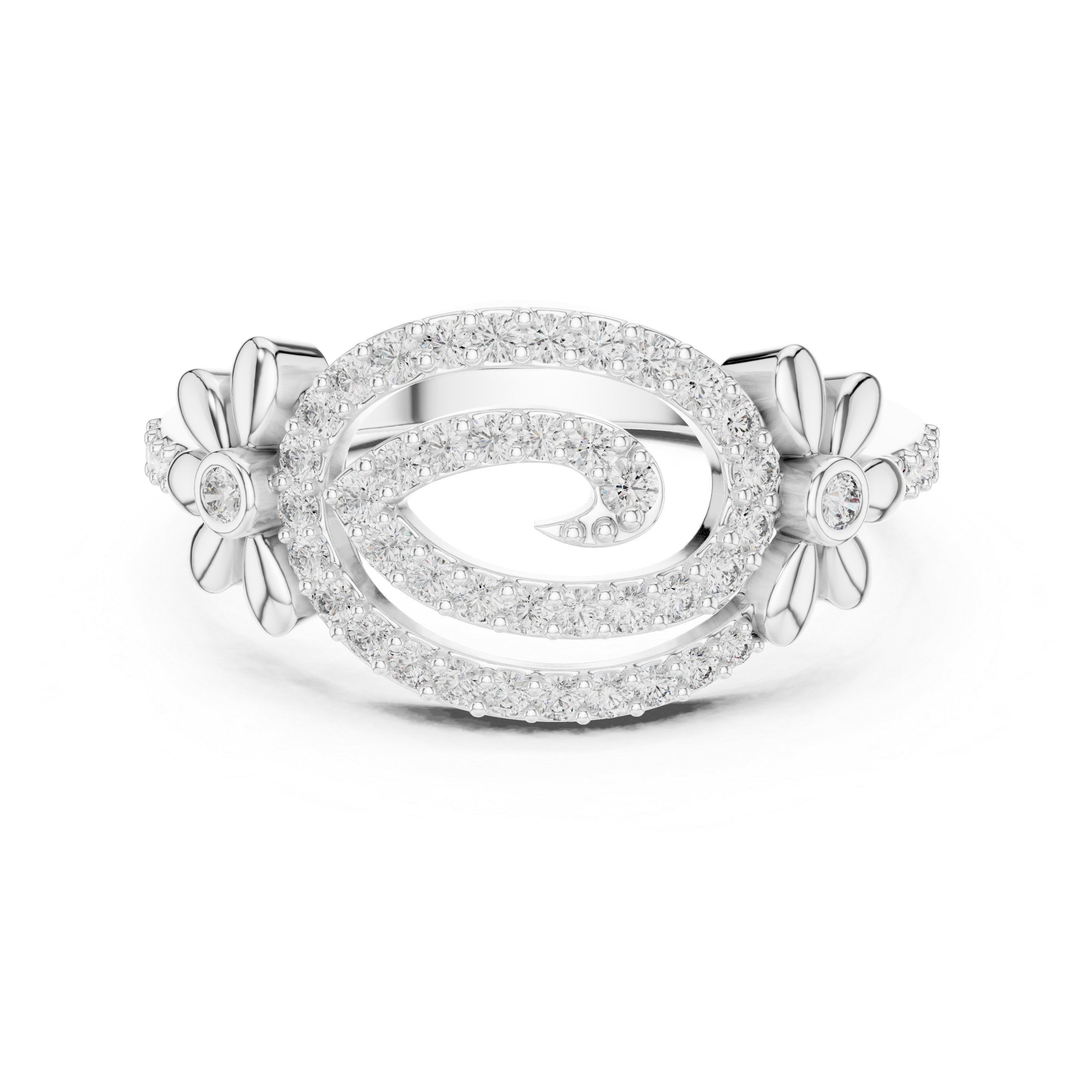 The Floral Spiral Paisley Pavé Moissanite Diamond Cocktail Ring for Women