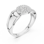 Asymmetrical Belt-Inspired Statement Pavé Round Moissanite Buckle Cocktail Ring