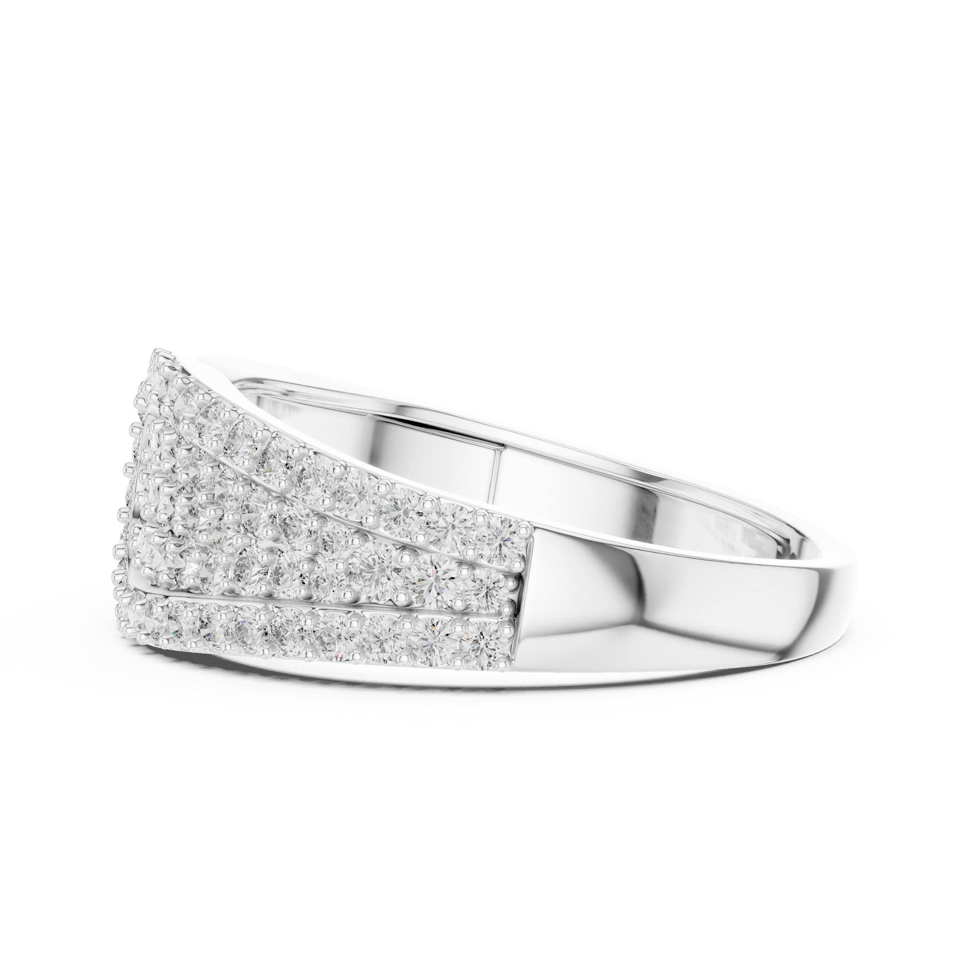 Asymmetrical Belt-Inspired Statement Pavé Round Moissanite Buckle Cocktail Ring