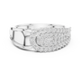 Asymmetrical Belt-Inspired Statement Pavé Round Moissanite Buckle Cocktail Ring