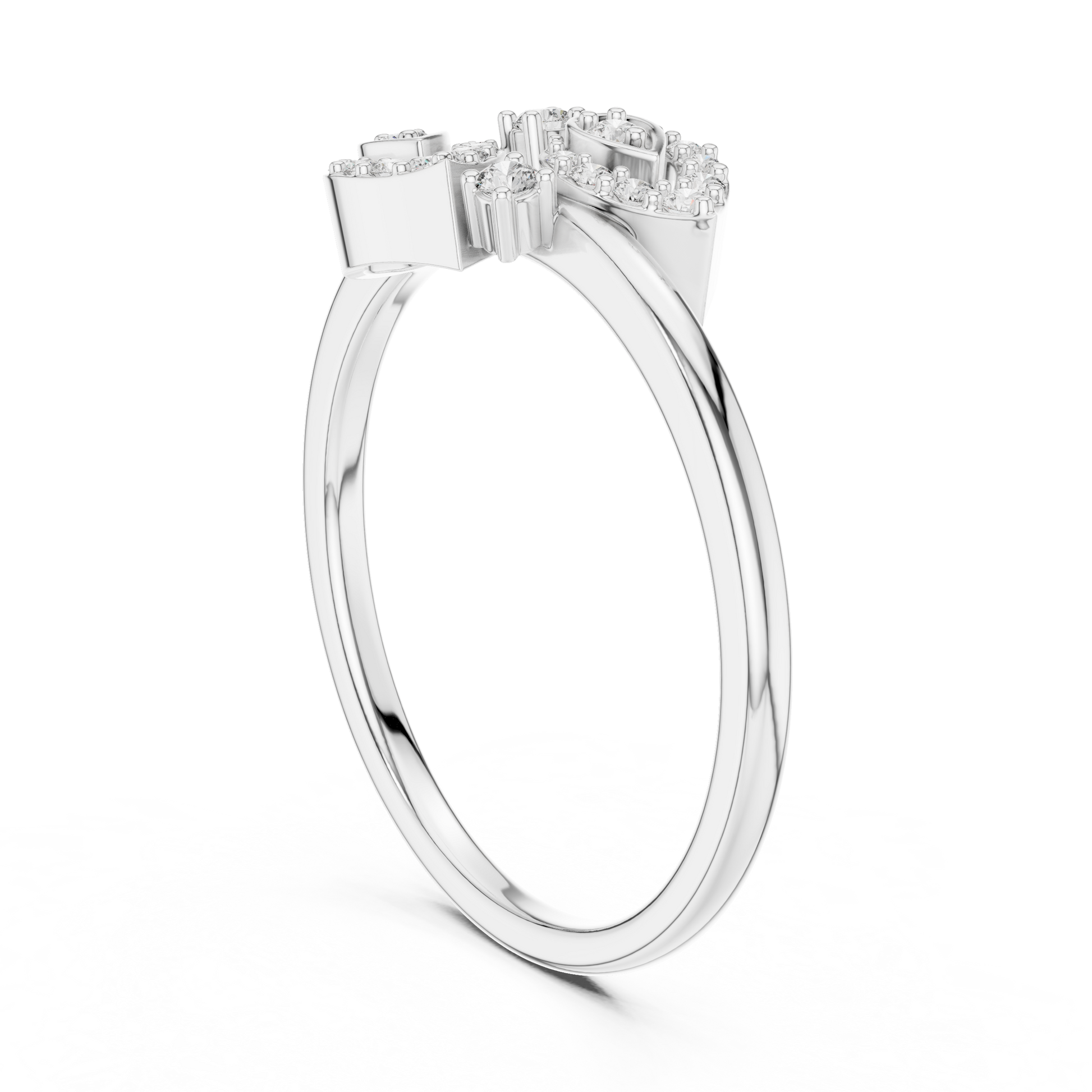The Twin Paisley Intertwined Moissanite Diamond Engagement Ring in 925 Sterling Silver