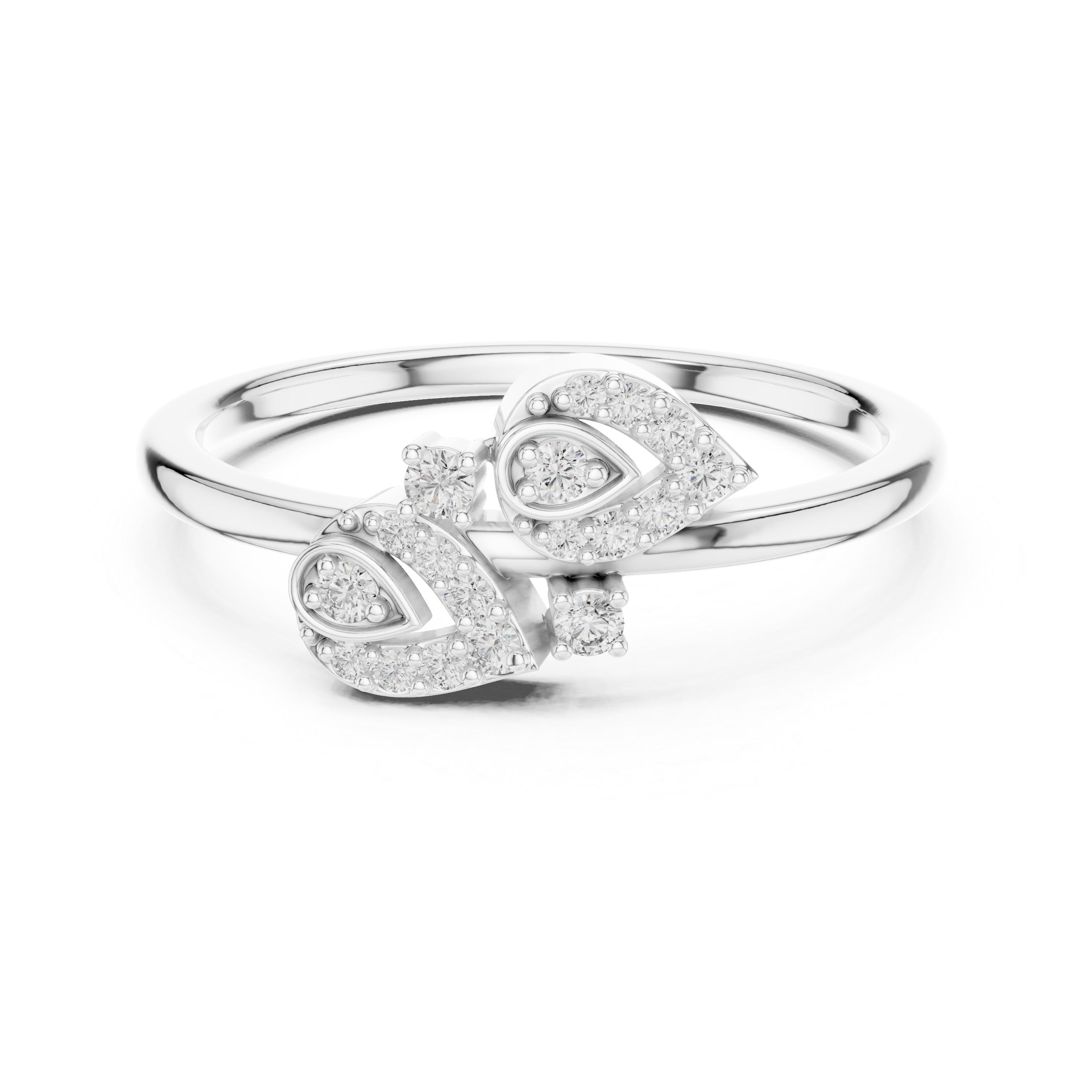 The Twin Paisley Intertwined Moissanite Diamond Engagement Ring in 925 Sterling Silver