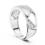 Contemporary Geometric Sterling Silver Band Ring with Interlocking Triangular Openwork