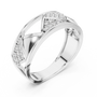 Contemporary Geometric Sterling Silver Band Ring with Interlocking Triangular Openwork