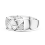Contemporary Geometric Sterling Silver Band Ring with Interlocking Triangular Openwork