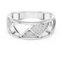 Contemporary Geometric Sterling Silver Band Ring with Interlocking Triangular Openwork
