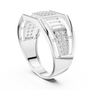 Sterling Silver Men's Ring with Geometric Round Moissanite and Wide Band