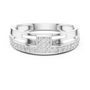 Men's Round Moissanite Bridge-Style Ring with Pavé Diamond Band and Geometric Design