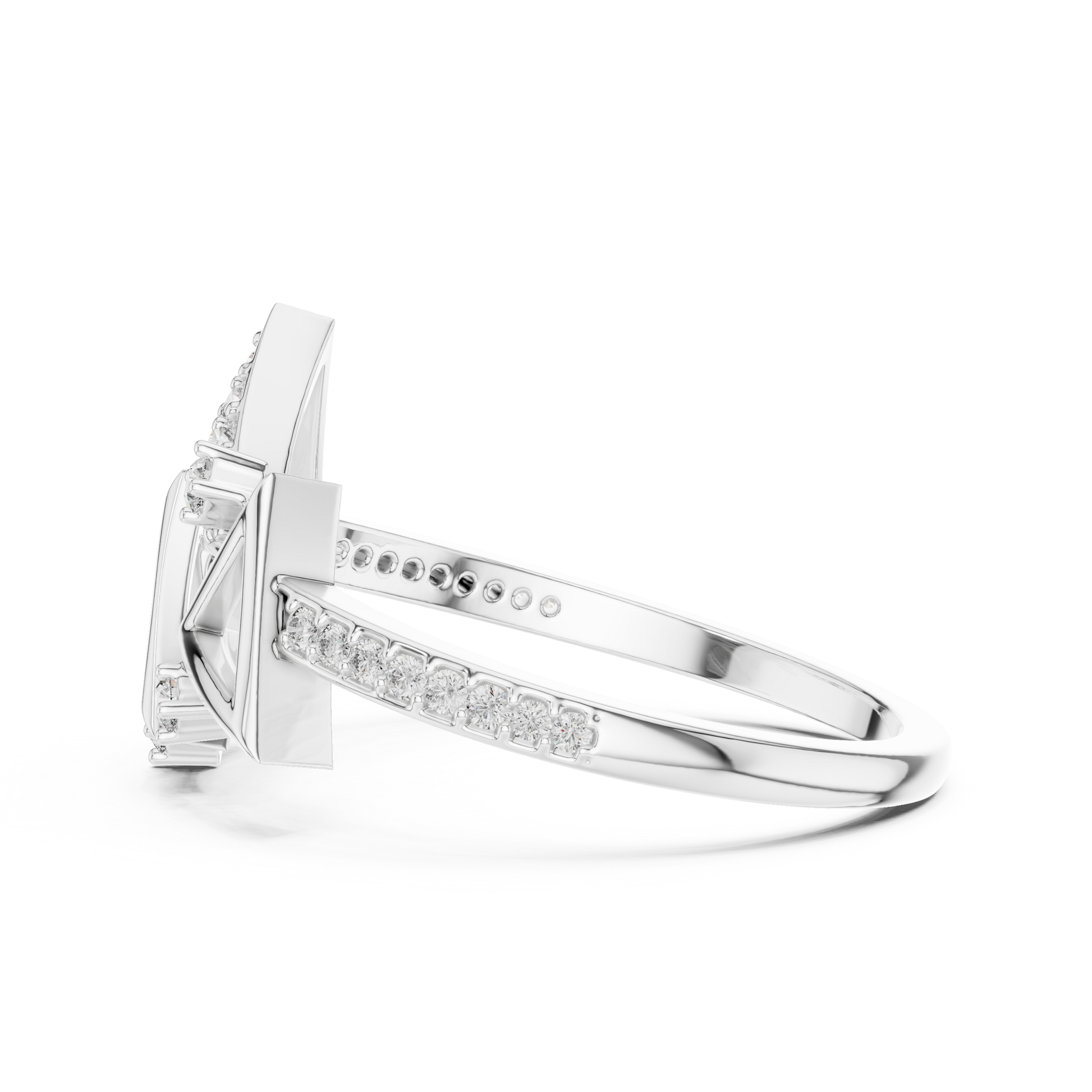 Geometric Triangular Cluster Cocktail Ring – Avant-Garde Design with Accent Stones