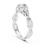 Central Round Cut Solitaire Twisted Halo Engagement Sterling Silver Moissanite Diamond Ring