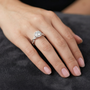 Central Round Cut Solitaire Twisted Halo Engagement Sterling Silver Moissanite Diamond Ring