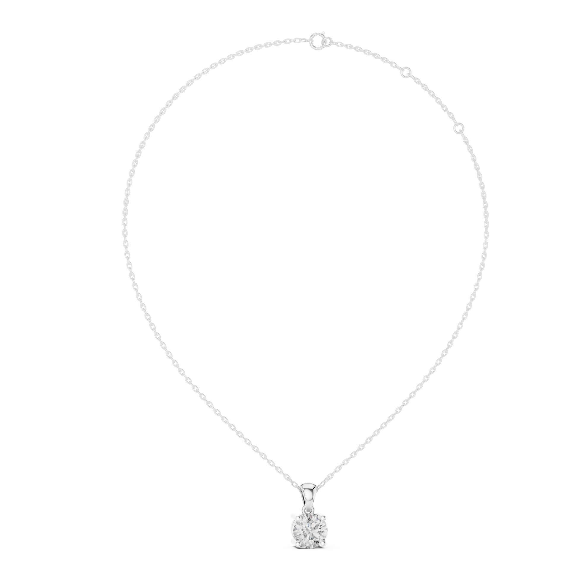 925 Sterling Silver 1 CT Round Cut Moissanite Prong Setting Solitire Diamond Pendant Necklace