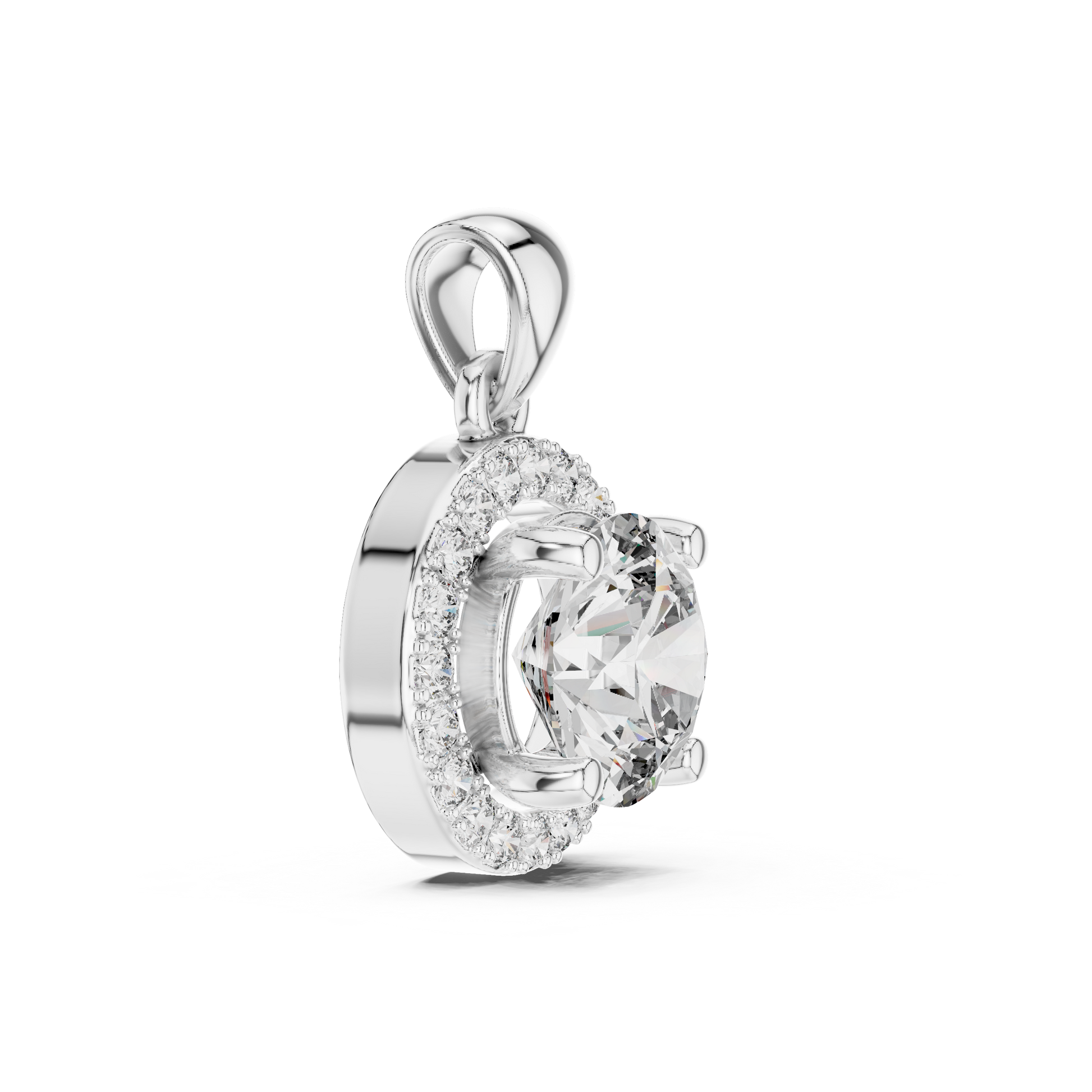 1 CT Round Cut Moissanite Prong Setting 925 Sterling Silver Diamond Pendant Necklace