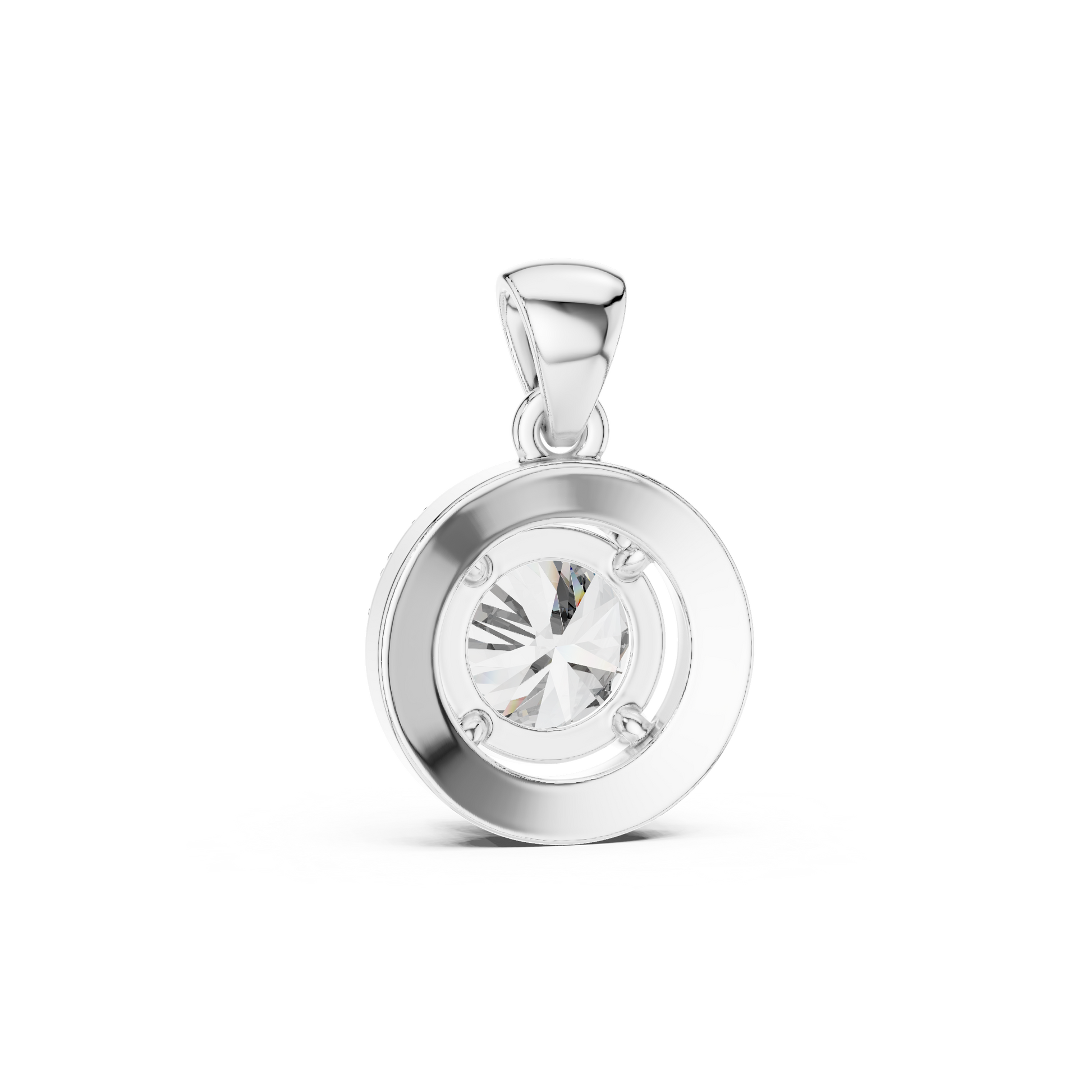 1 CT Round Cut Moissanite Prong Setting 925 Sterling Silver Diamond Pendant Necklace