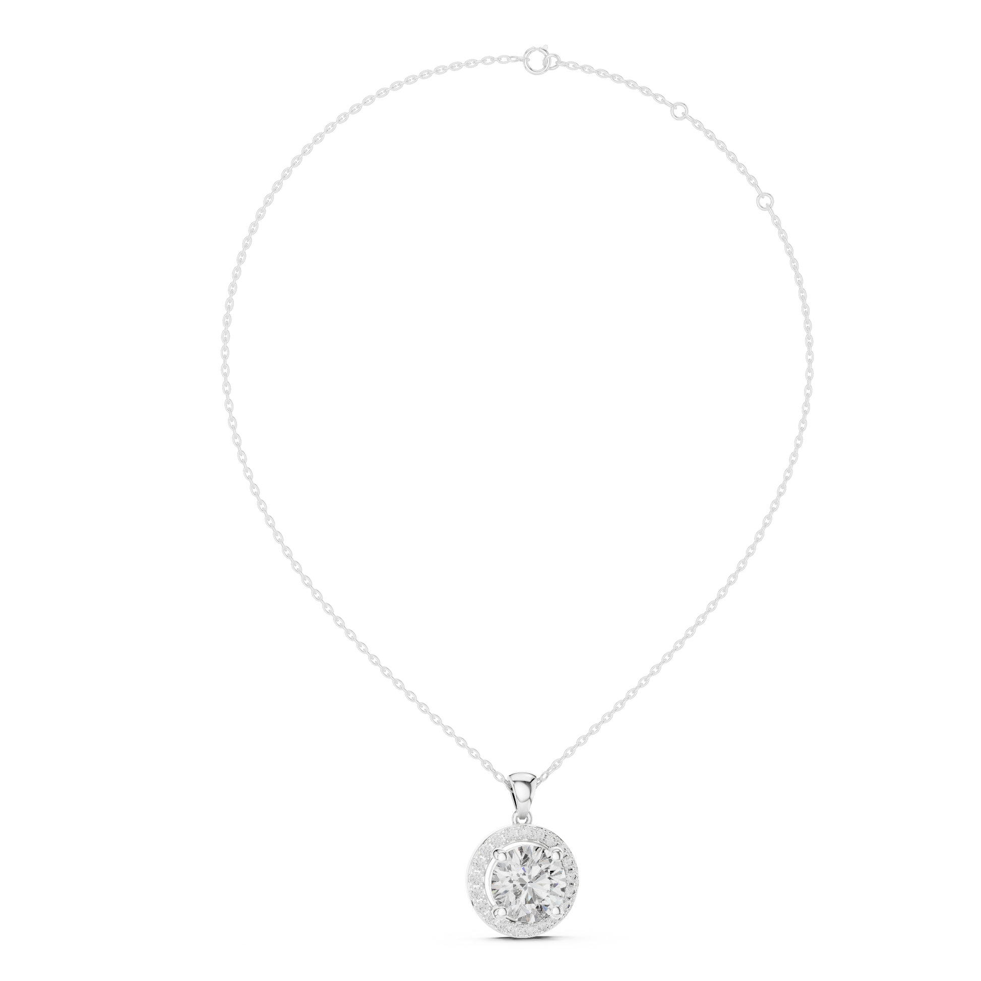 2.80 CT Round Cut Moissanite Prong Setting 925 Sterling Silver Diamond Pendant Necklace For Women