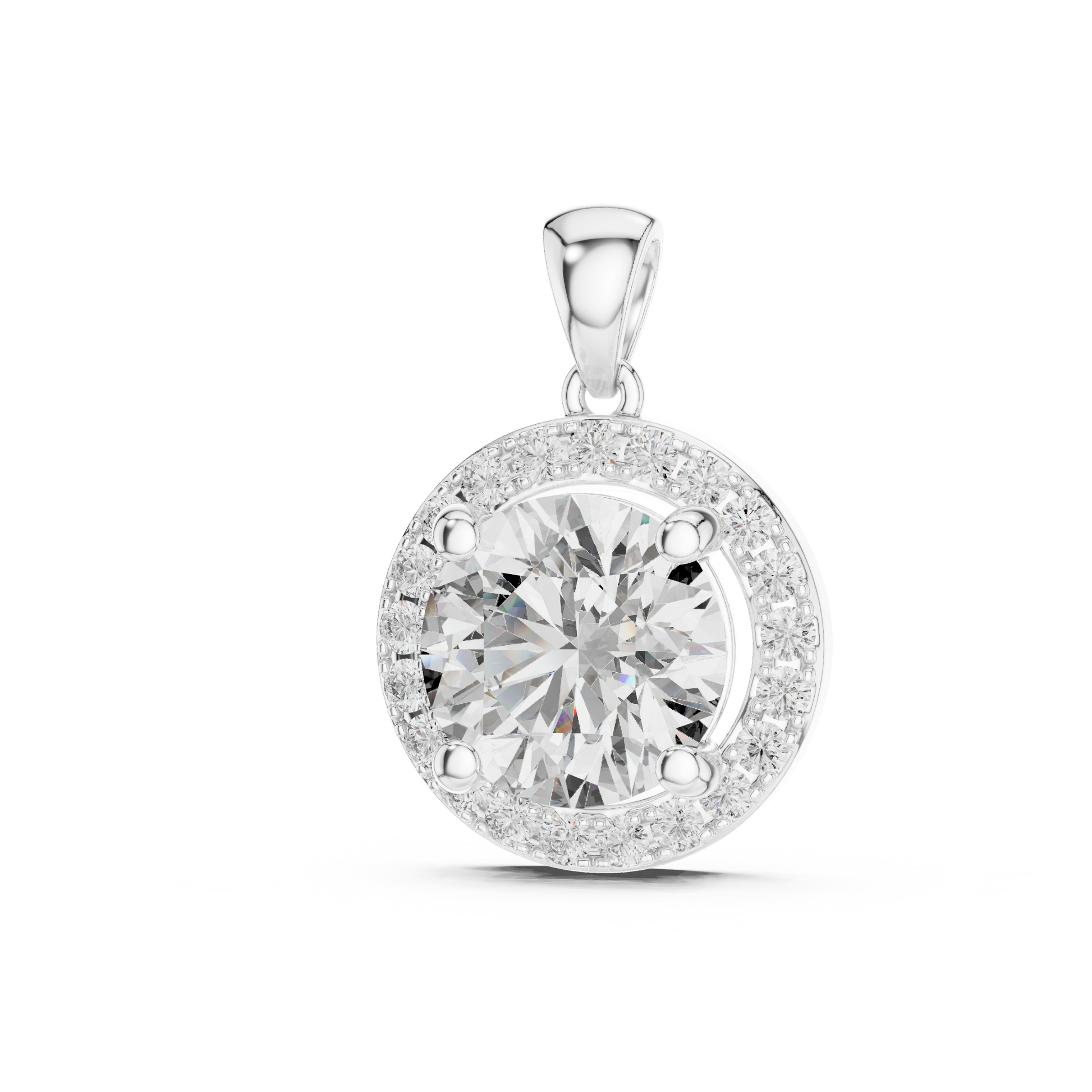 2.80 CT Round Cut Moissanite Prong Setting 925 Sterling Silver Diamond Pendant Necklace For Women