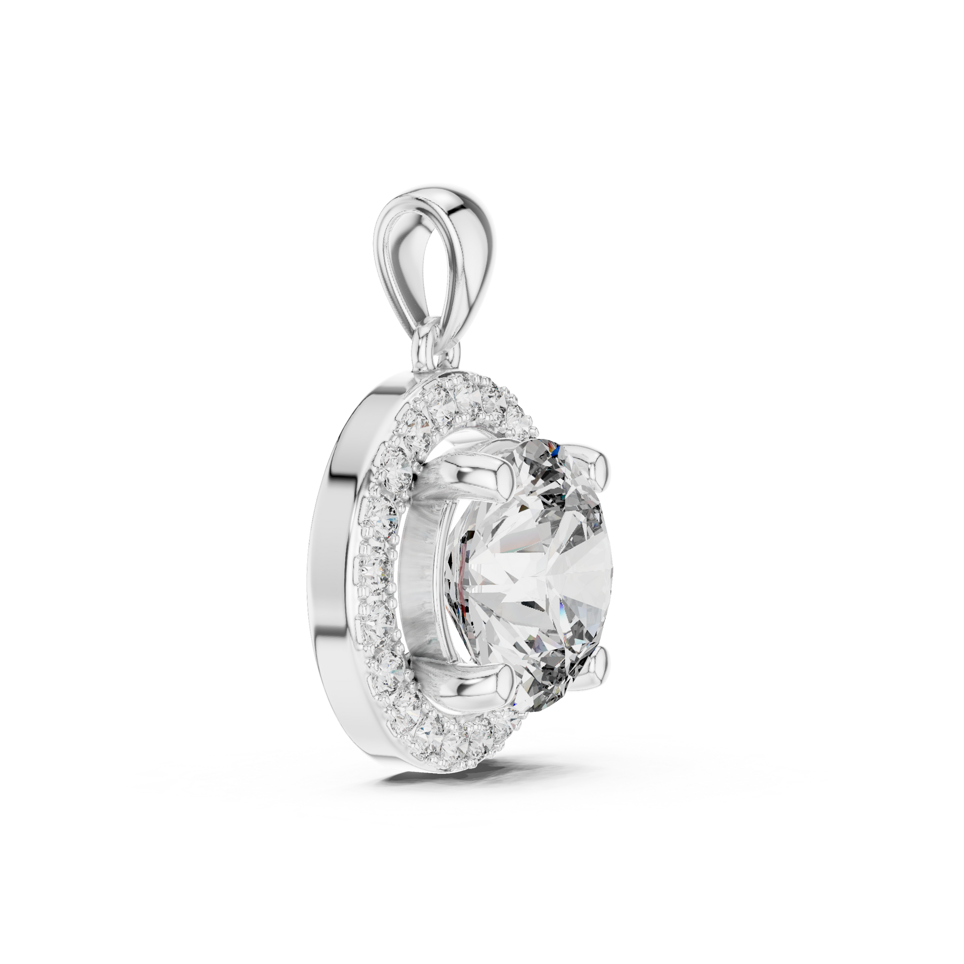 2.80 CT Round Cut Moissanite Prong Setting 925 Sterling Silver Diamond Pendant Necklace For Women