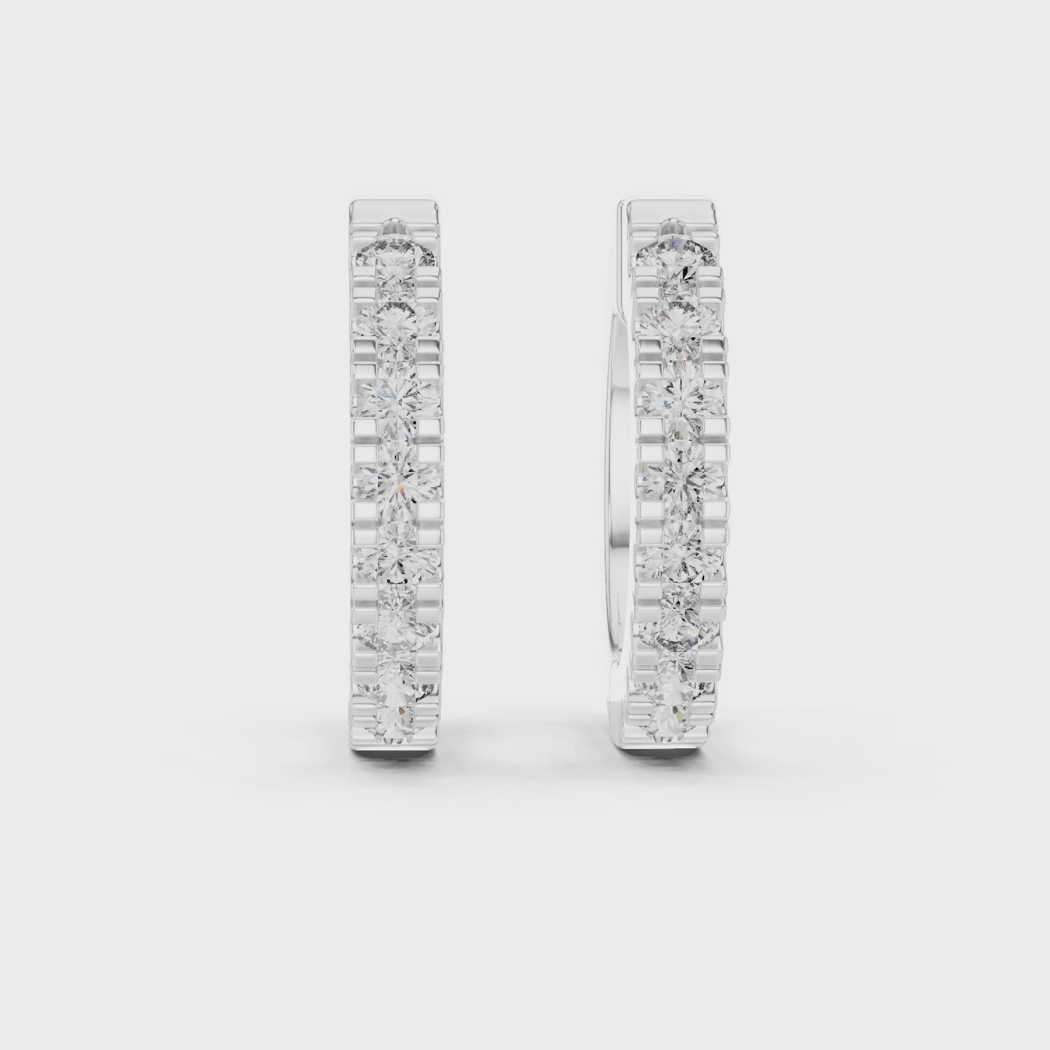 Round Cut Moissanite Diamond Hoop Channel-Set Hoop Earrings