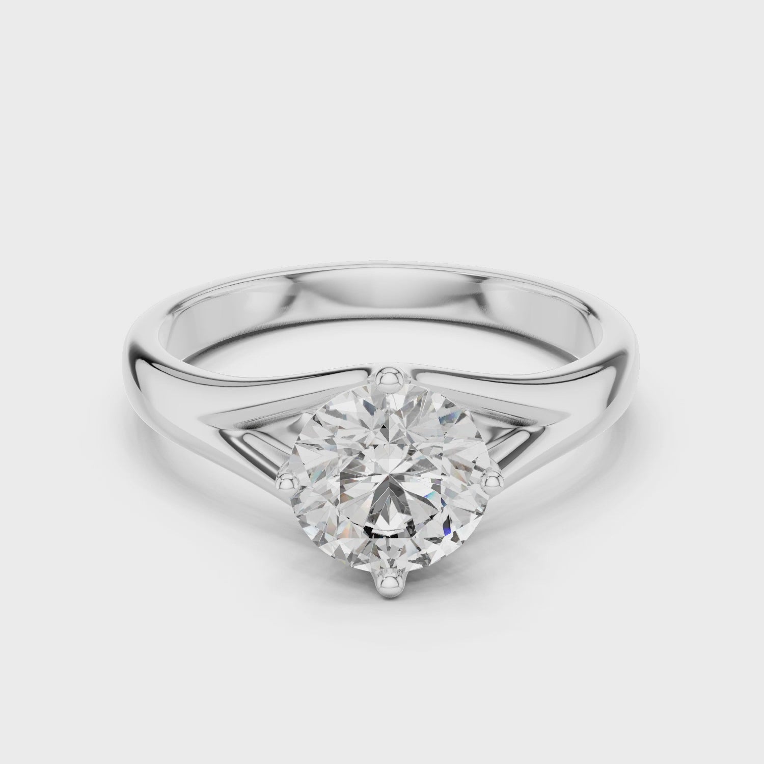 Sterling Silver Round Moissanite Diamond Solitaire Engagement Ring