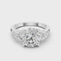 Three Stone Round Cut Moissanite with Baguette Accents Trilogy Engagement Ring
