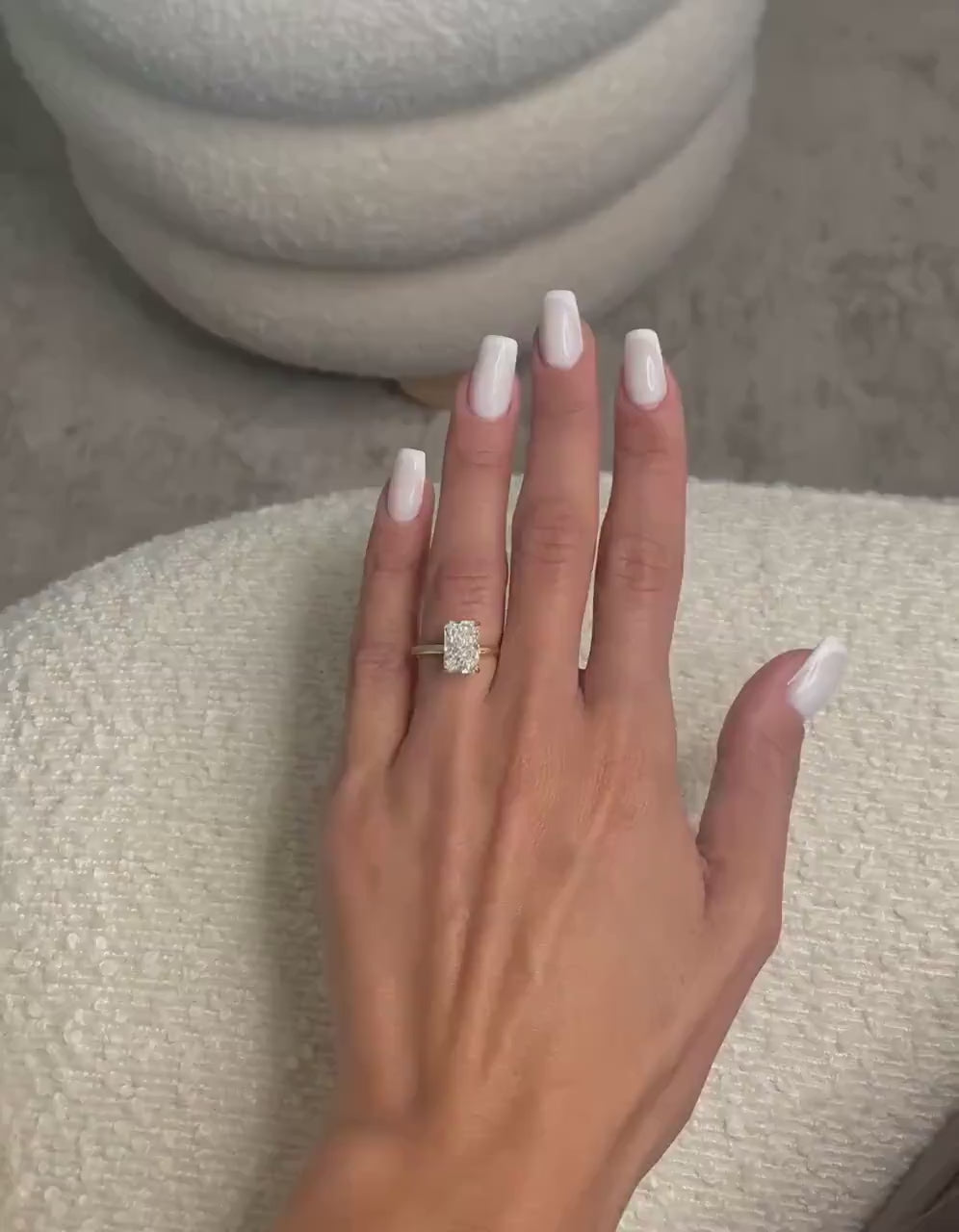 14K Solid Gold 3 Carat Radiant Cut Lab Grown Diamond Solitaire Hidden Halo IGI Certified Engagement Ring