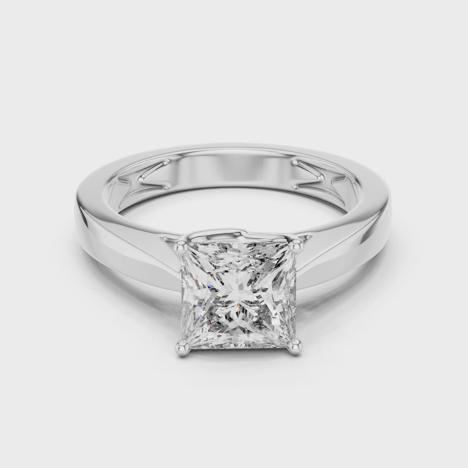 Princess Square Cut Moissanite Eternal Glow Solitaire Ring for Women in Sterling Silver