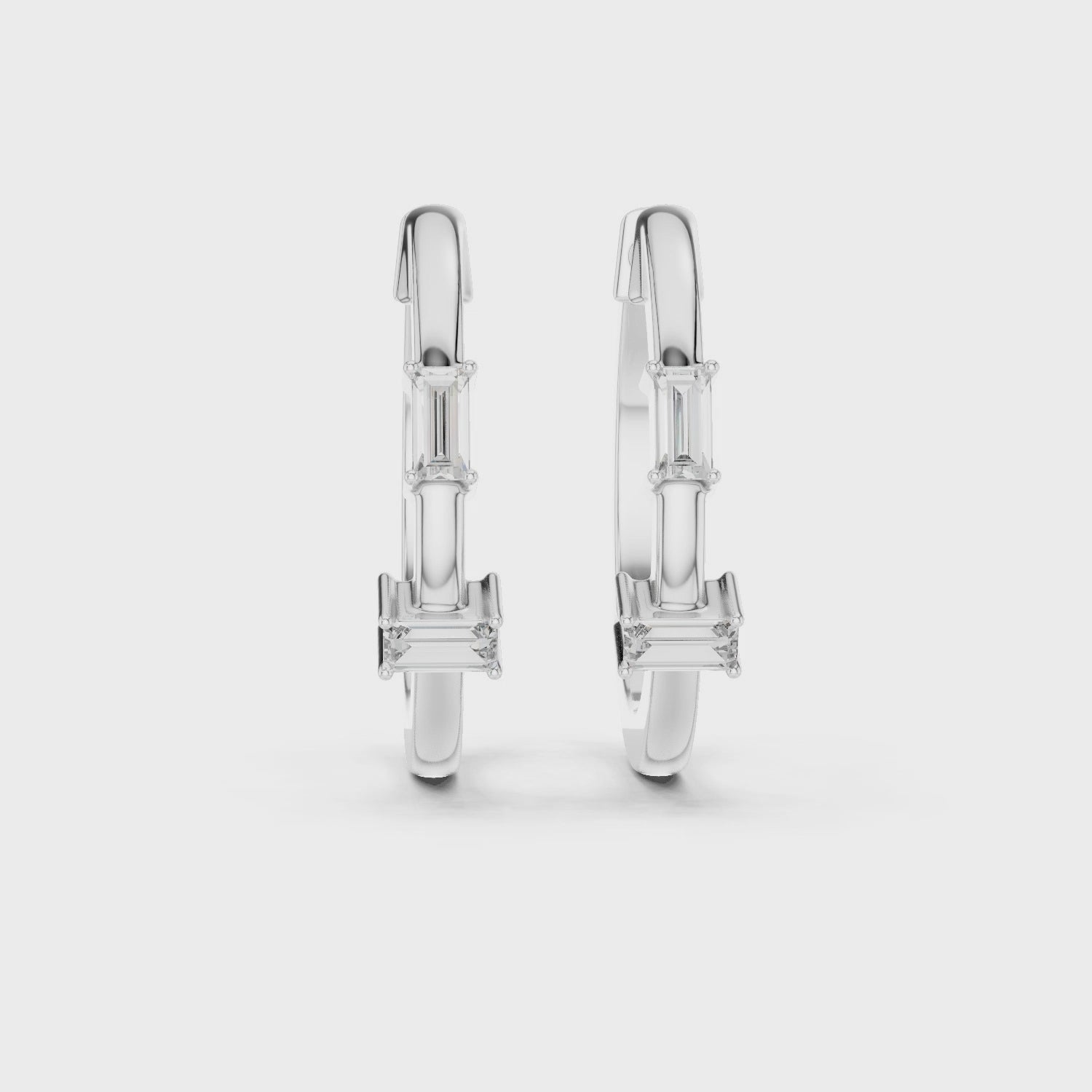 925 Sterling Silver Drop Earrings With Baguette Cut Moissanite Daimond