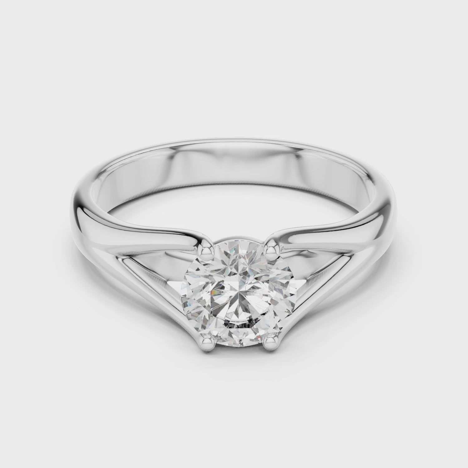 Women's Round Cut Solitaire Moissanite Sterling Silver Engagement Ring