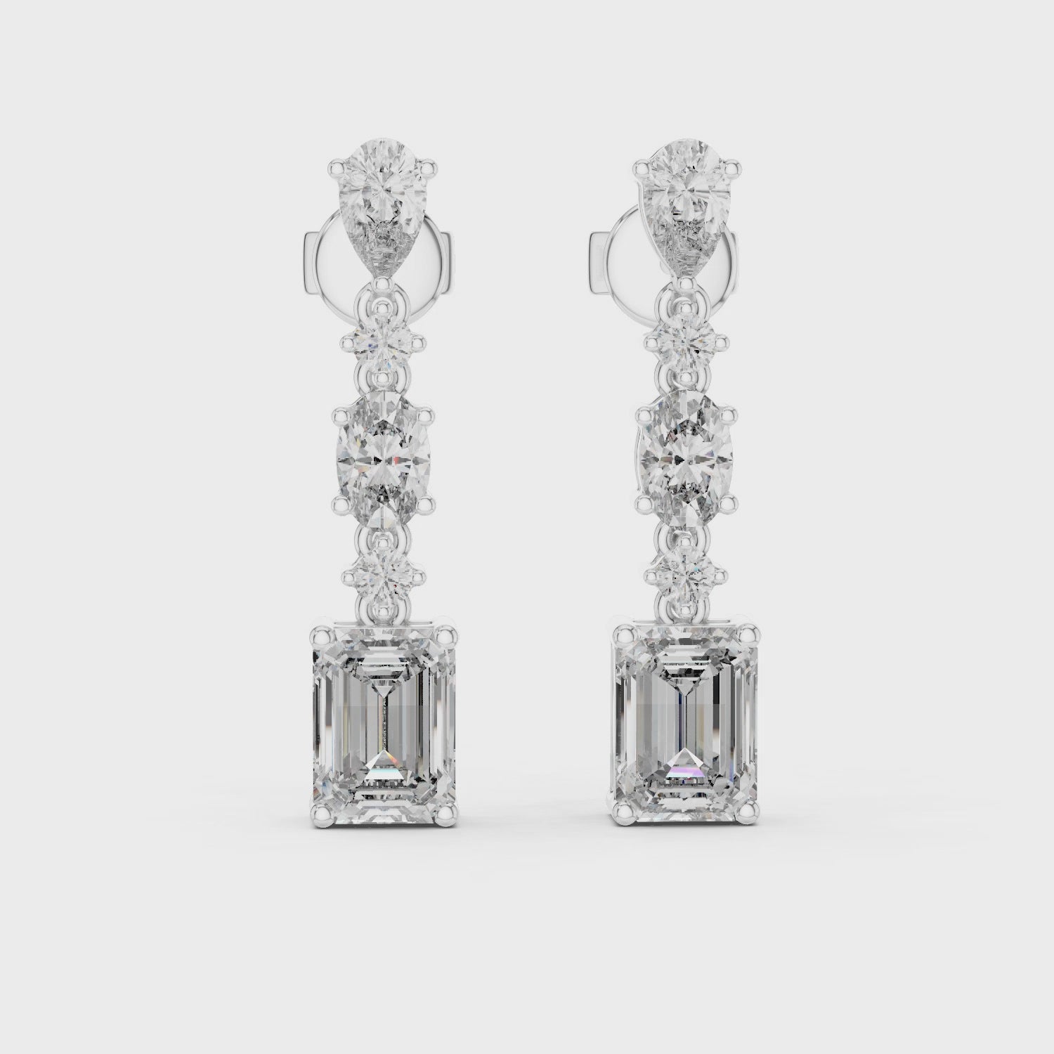 Fancy Multi Shape Moissanite Diamond 925 Sterling Silver Short Drop Earrings
