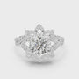 Round Moissanite Floral Halo Nature-inspired Engagement Ring in Sterling Silver