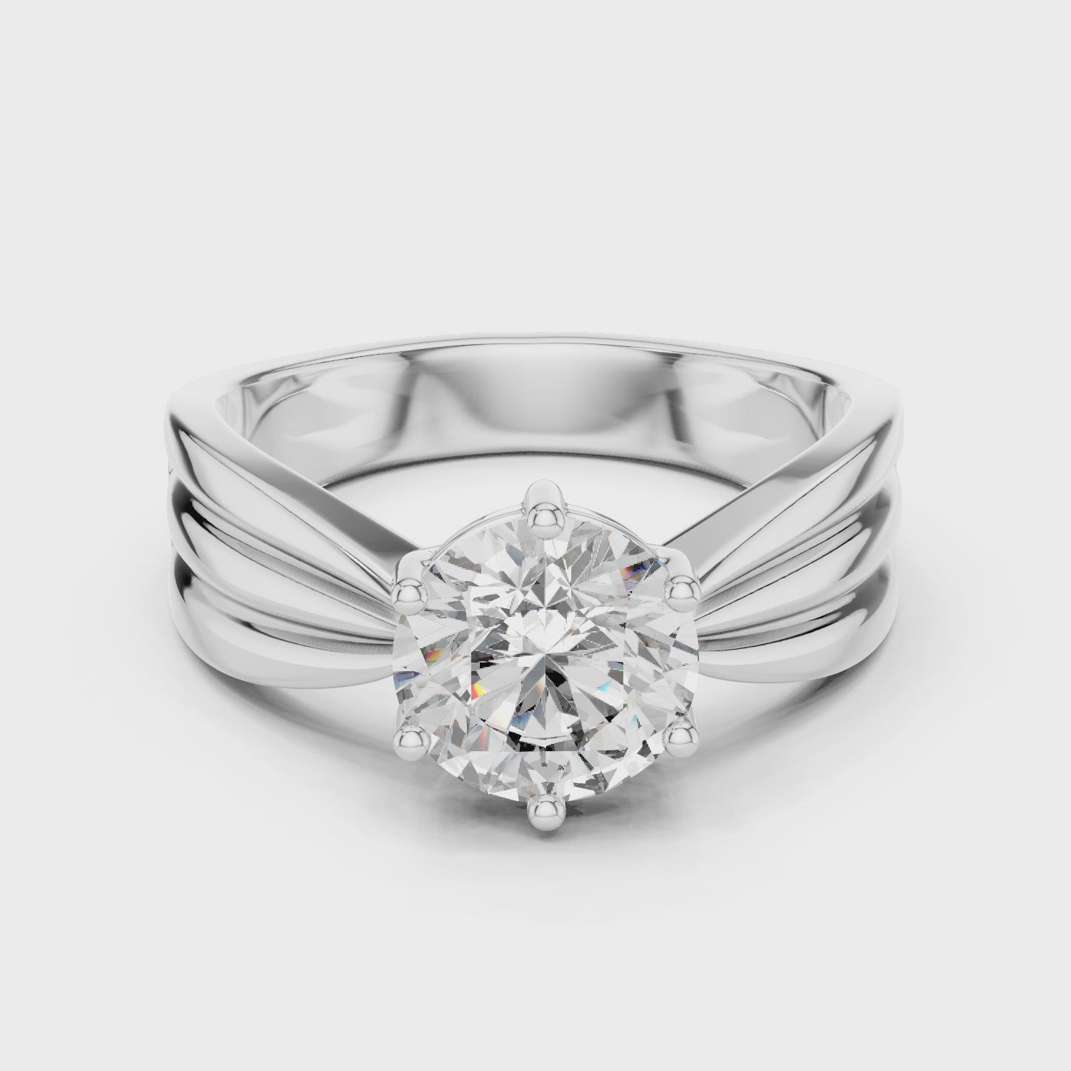 2CT Six Prong Round Cut Moissanite Diamond Solitaire Ring With A Unique Twisted Or Wrap-Style Band