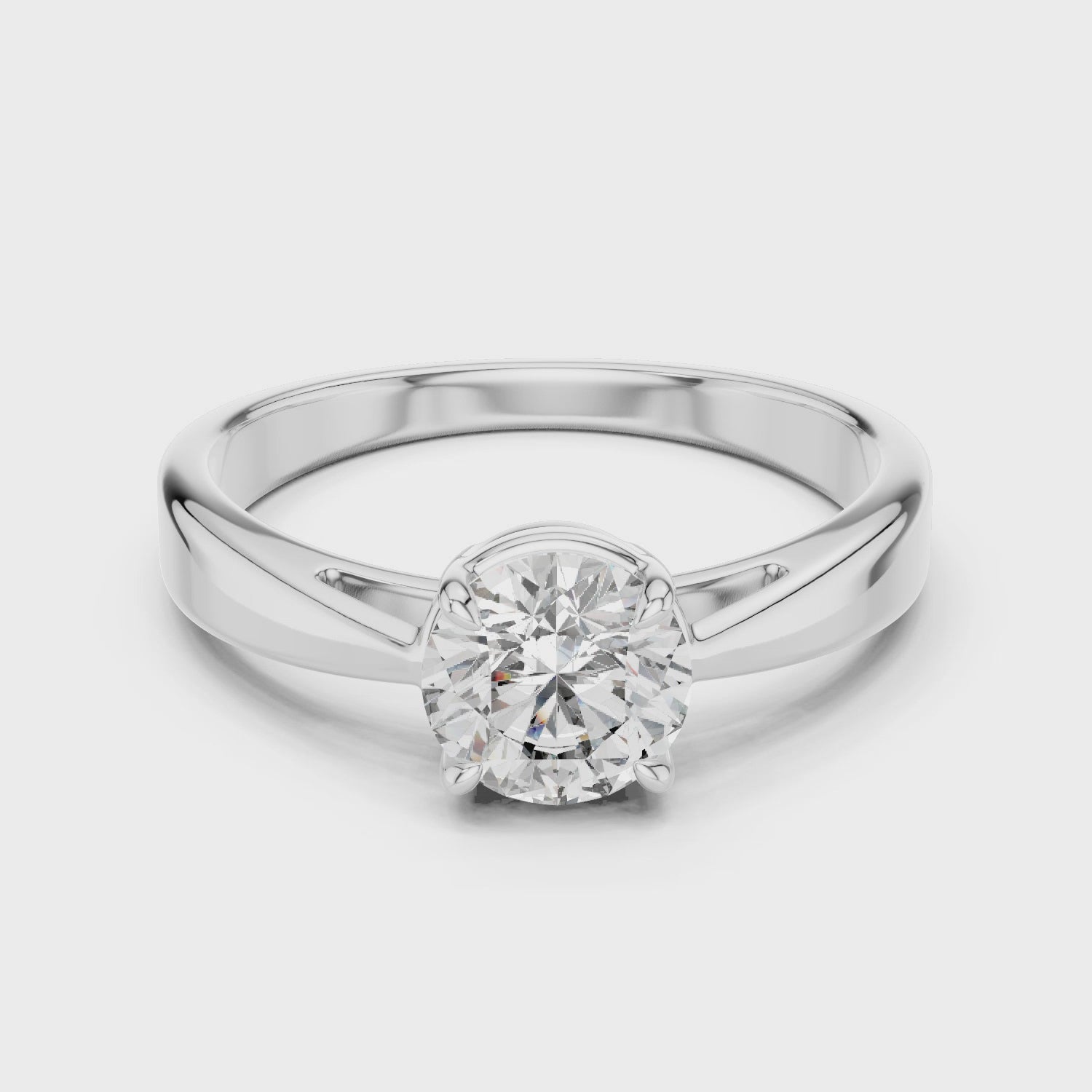 Sterling Silver Solitaire Moissanite Four Prong Engagement Ring