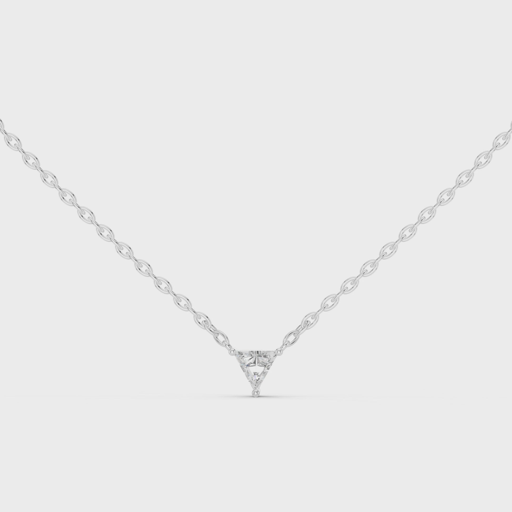 Triangular Solitaire Moissanite Sterling Silver Necklace Pendant