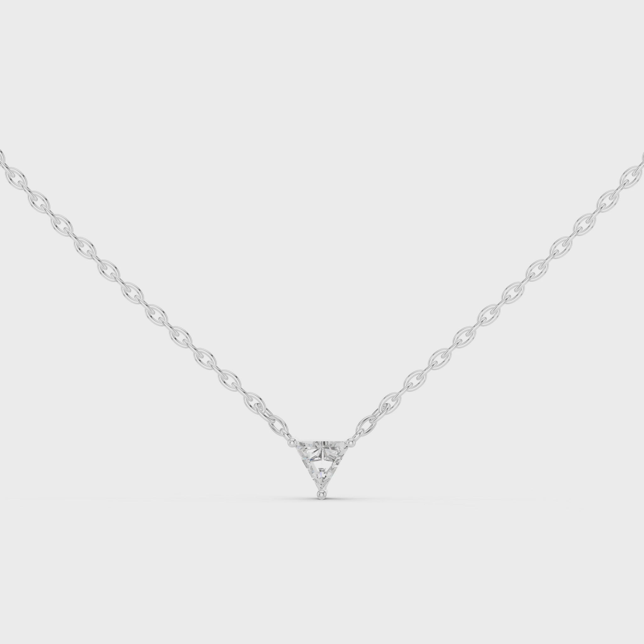 Triangular Solitaire Moissanite Sterling Silver Necklace Pendant