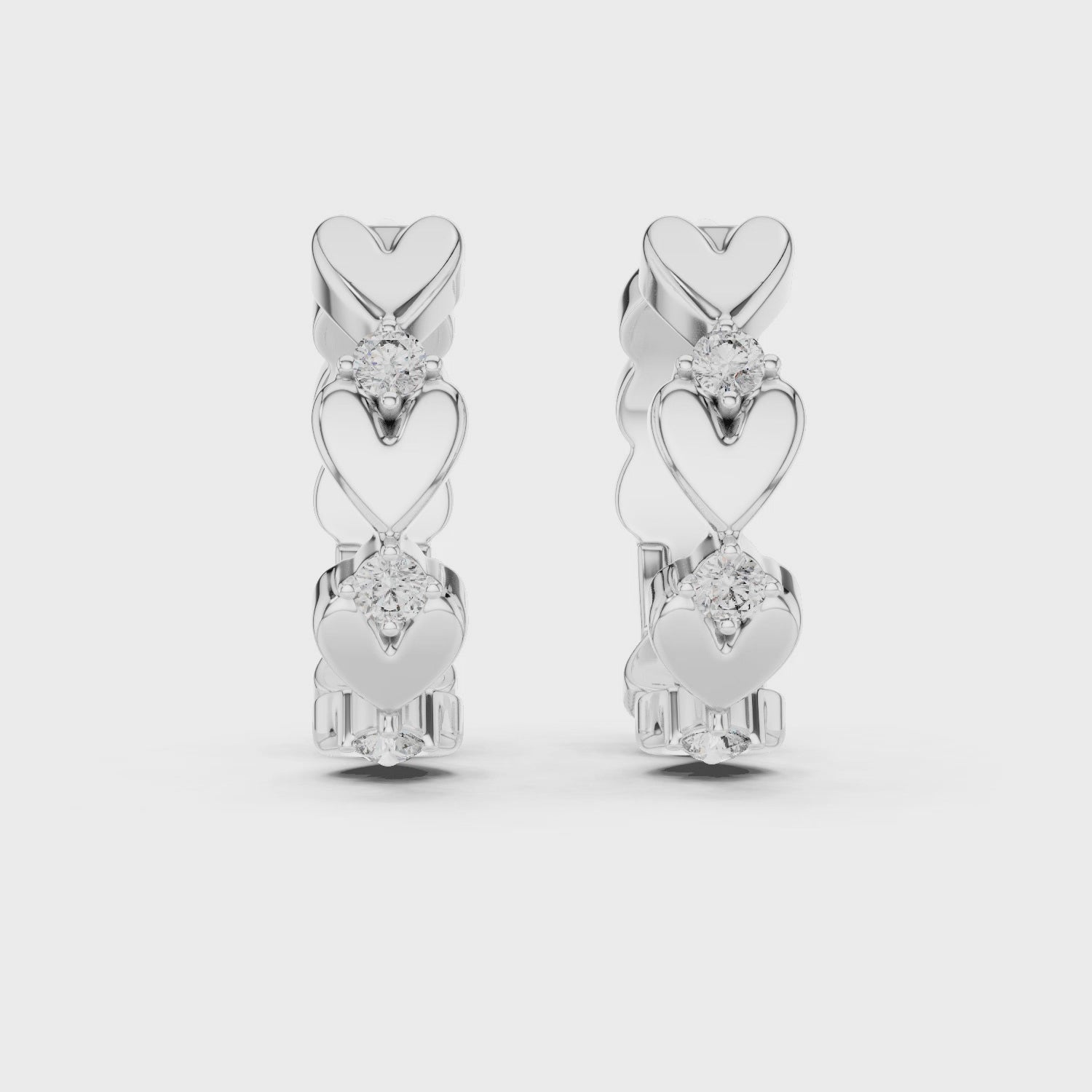 Round Cut Moissanite Diamond 925 Sterling Silver Heart Shaped Hoop Earrings