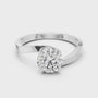 Round Moissanite Silver Solitaire Engagement Ring with a Swirl Band Design