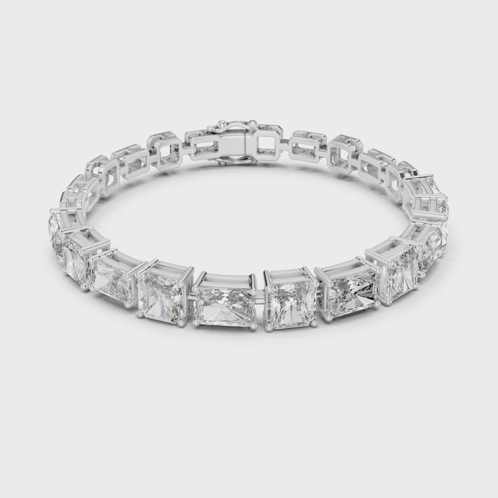 Radiant & Emerald Cut Collect Setting Moissanite Sterling Silver Bracelet