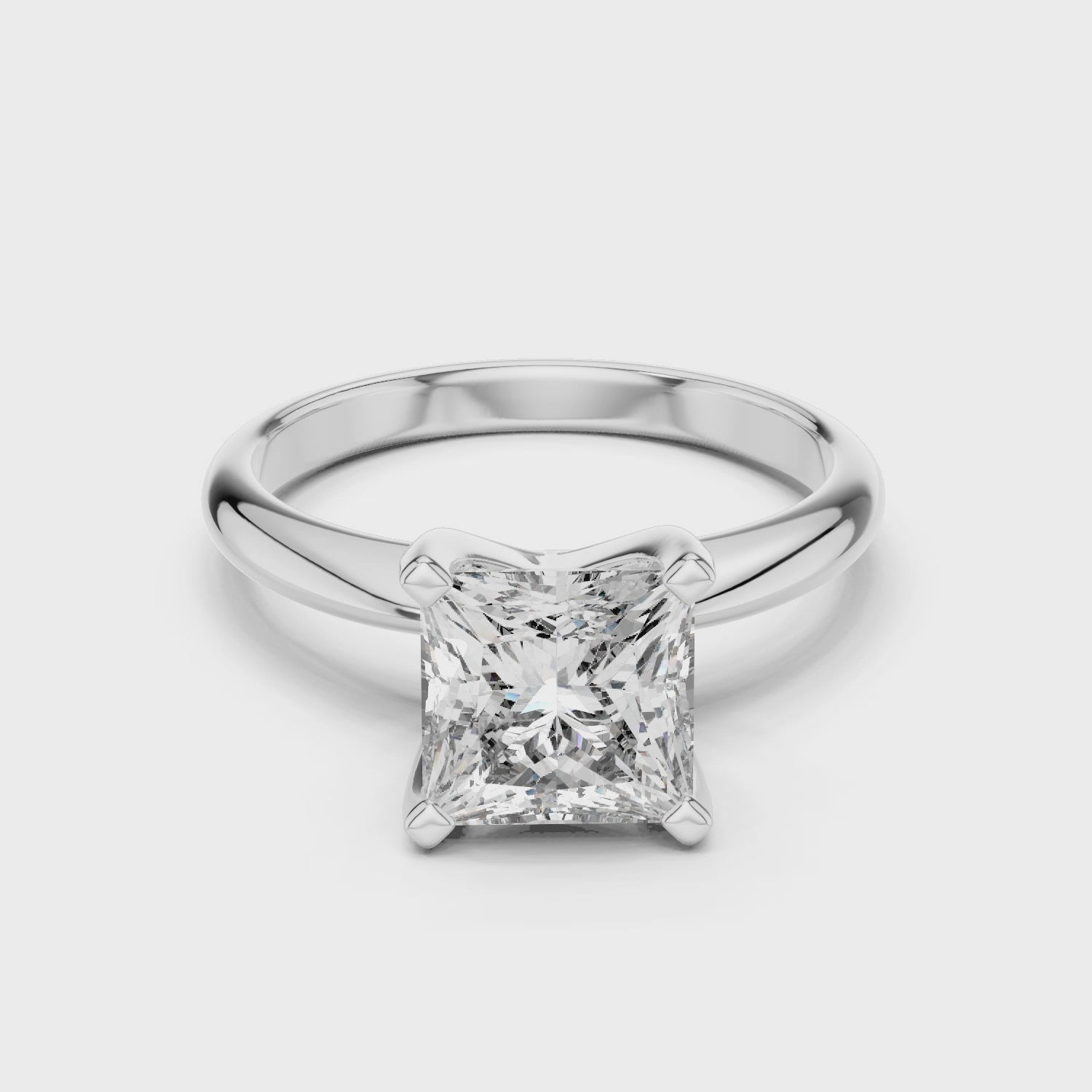 Princess Cut Moissanite Diamond Solitaire Engagement Ring for Women