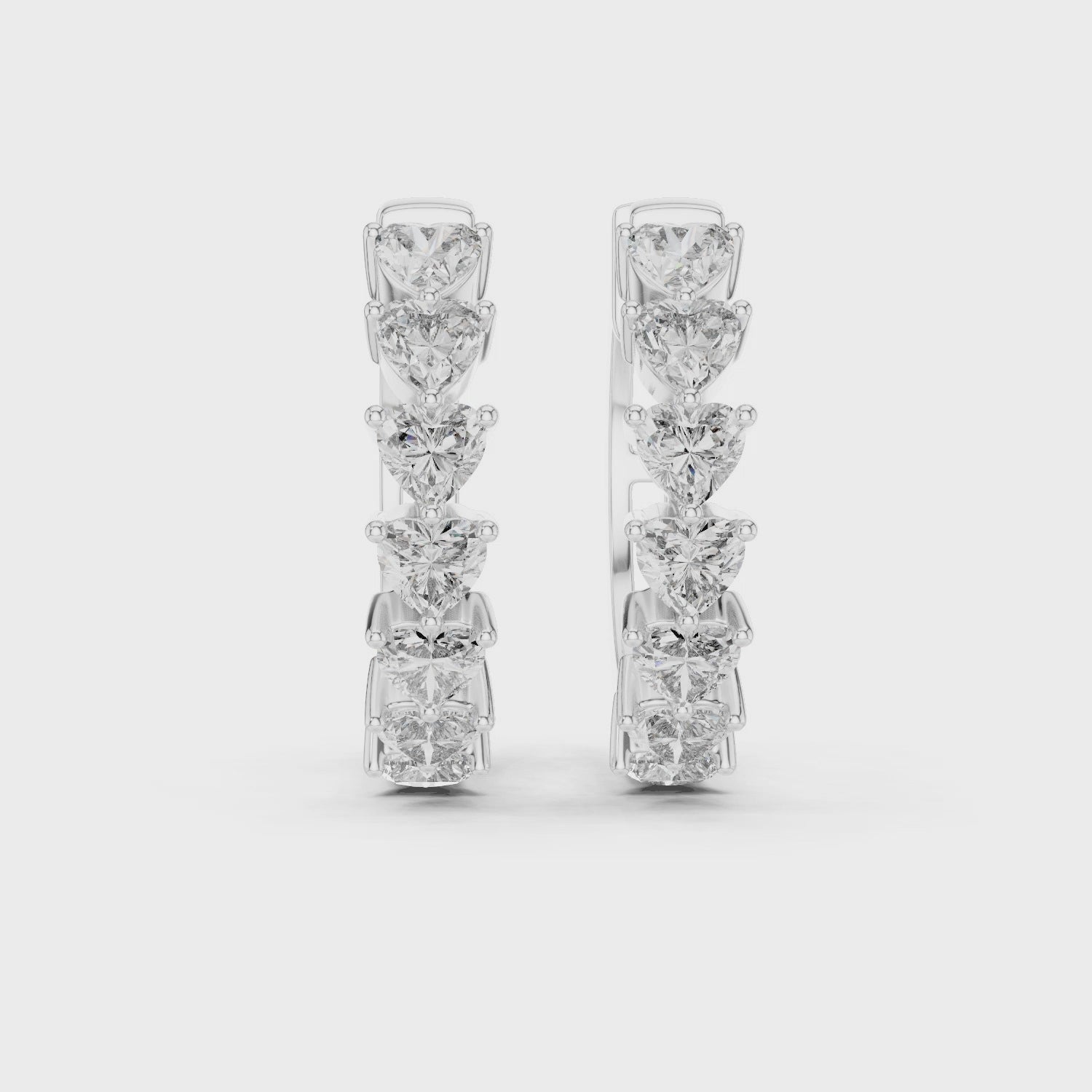 Heart Shape Moissanite Diamond Prong-Set 925 Sterling Silver Hoop Earrings