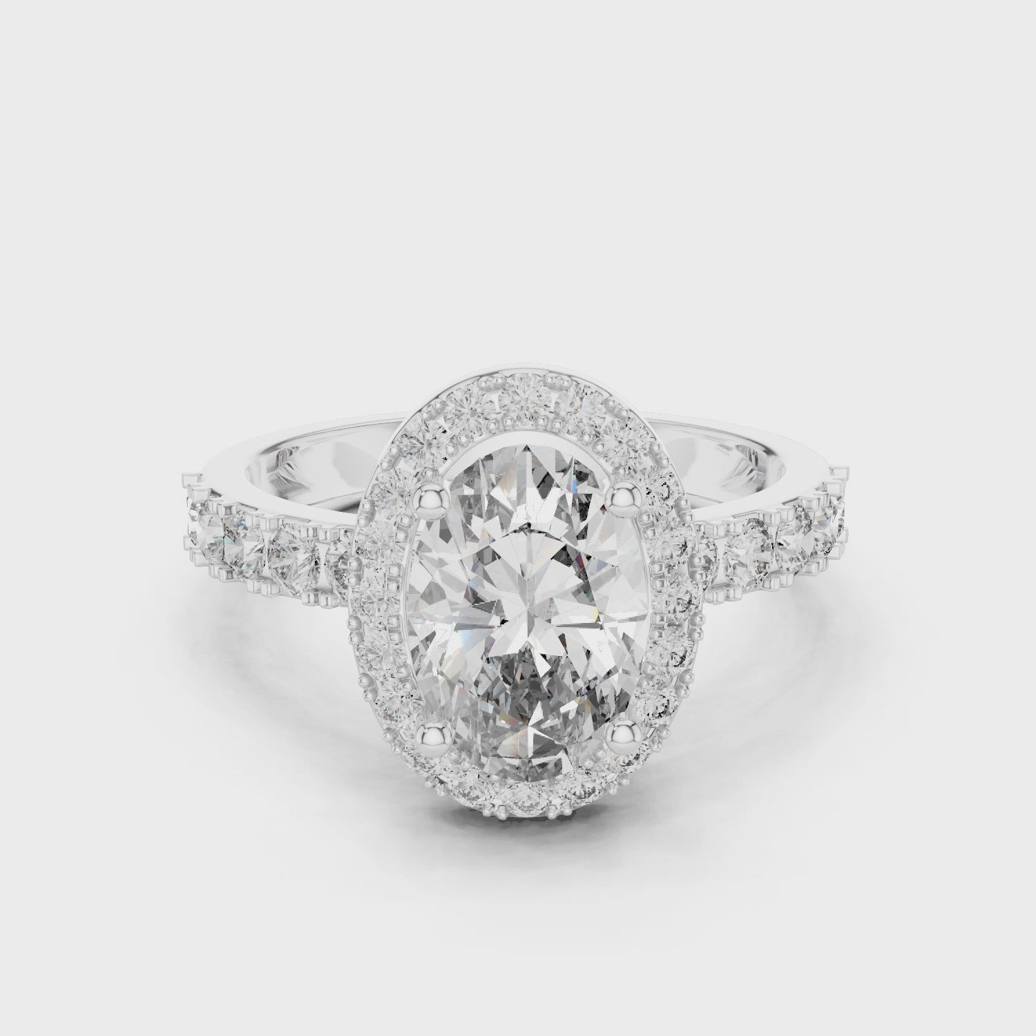 The Oval Cut Moissanite Vintage Inspired Hidden Halo 925 Sterling Silver Engagement Ring