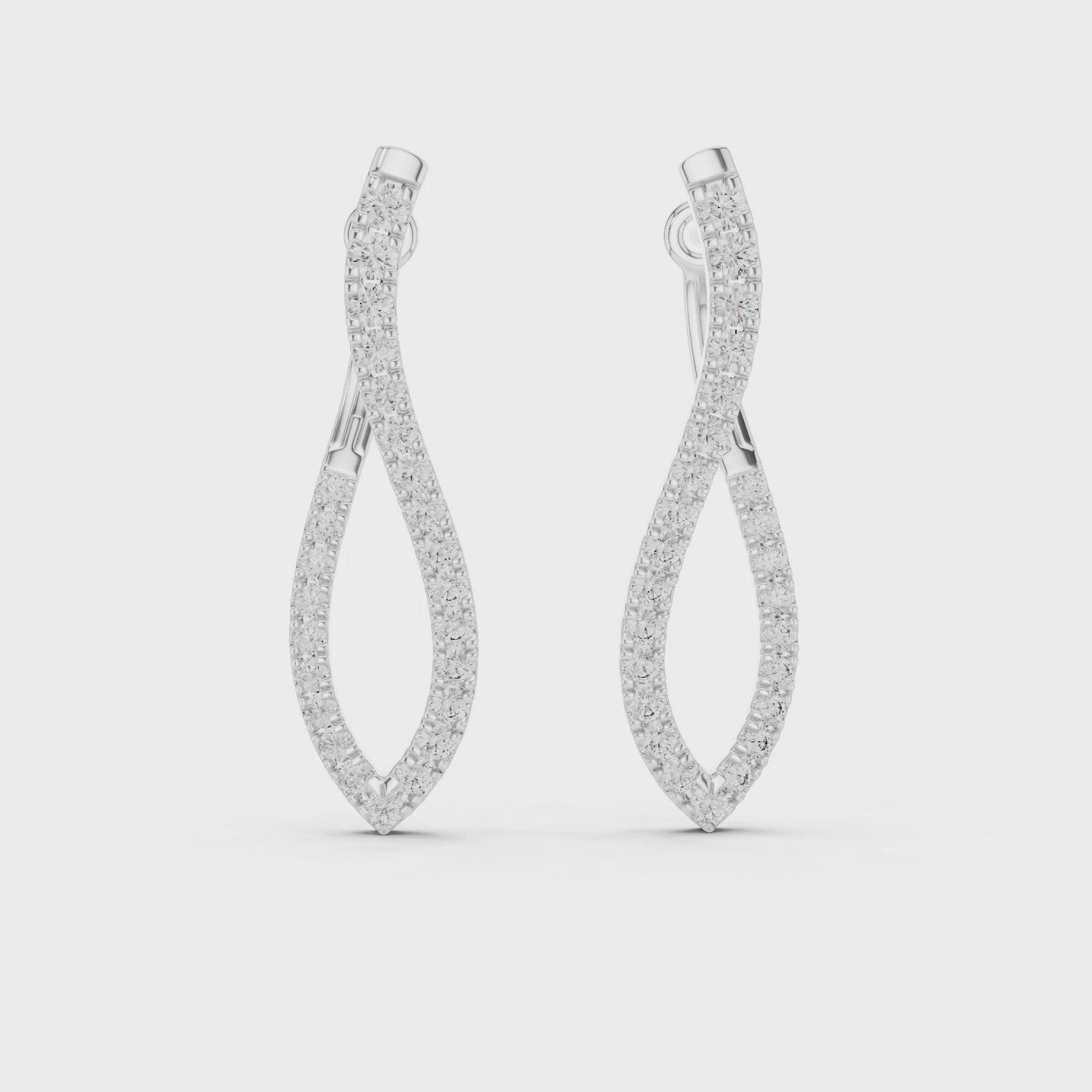 The Twist Line Round Cut Curved Single Line Design Moissanite Diamond Drop Earrings
